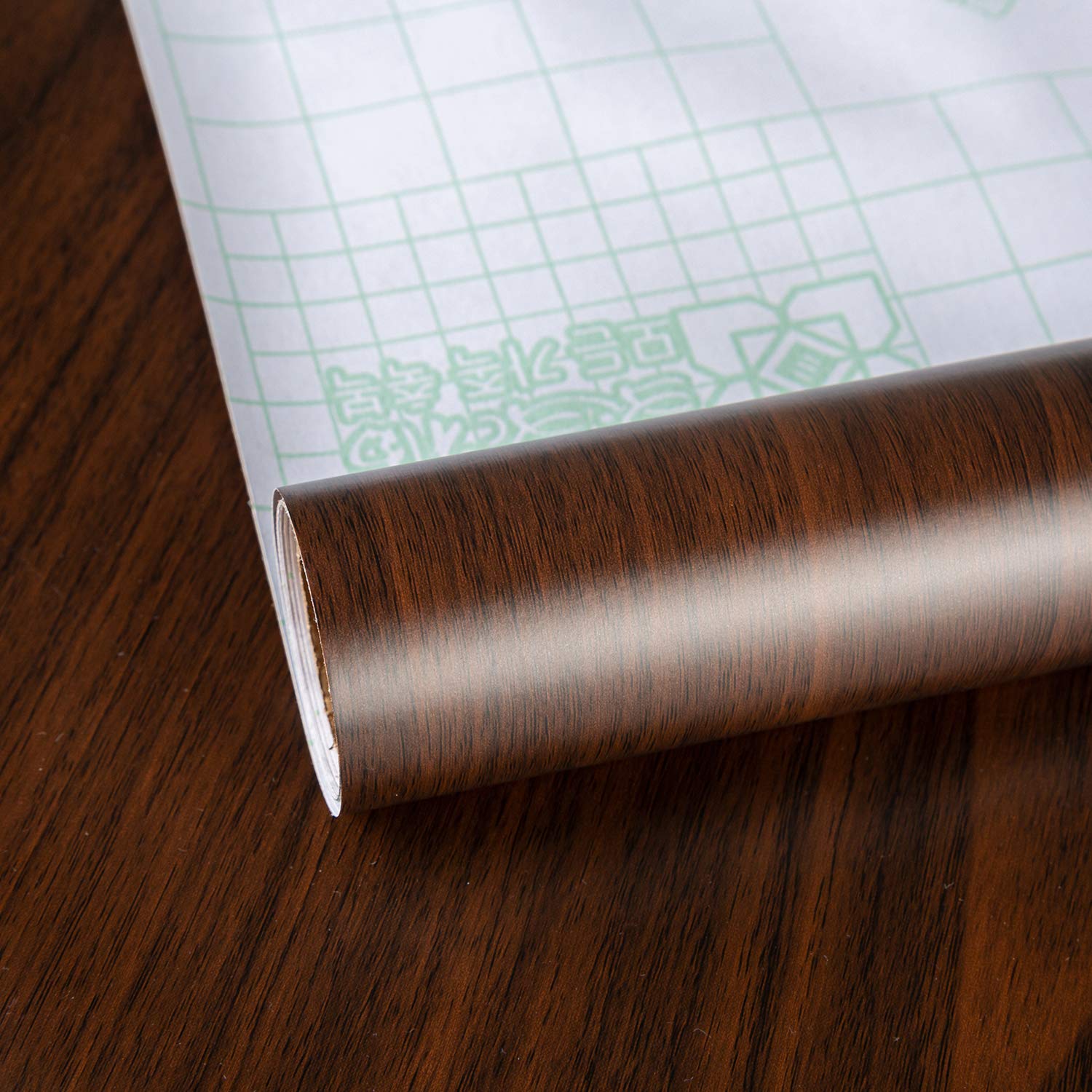 Walnut Wood Contact Paper Dark Brown 16 x 354 inch Thick Peel and Stick Walnut Wallpaper for Kitchen Cabinets Waterproof Oil Pro