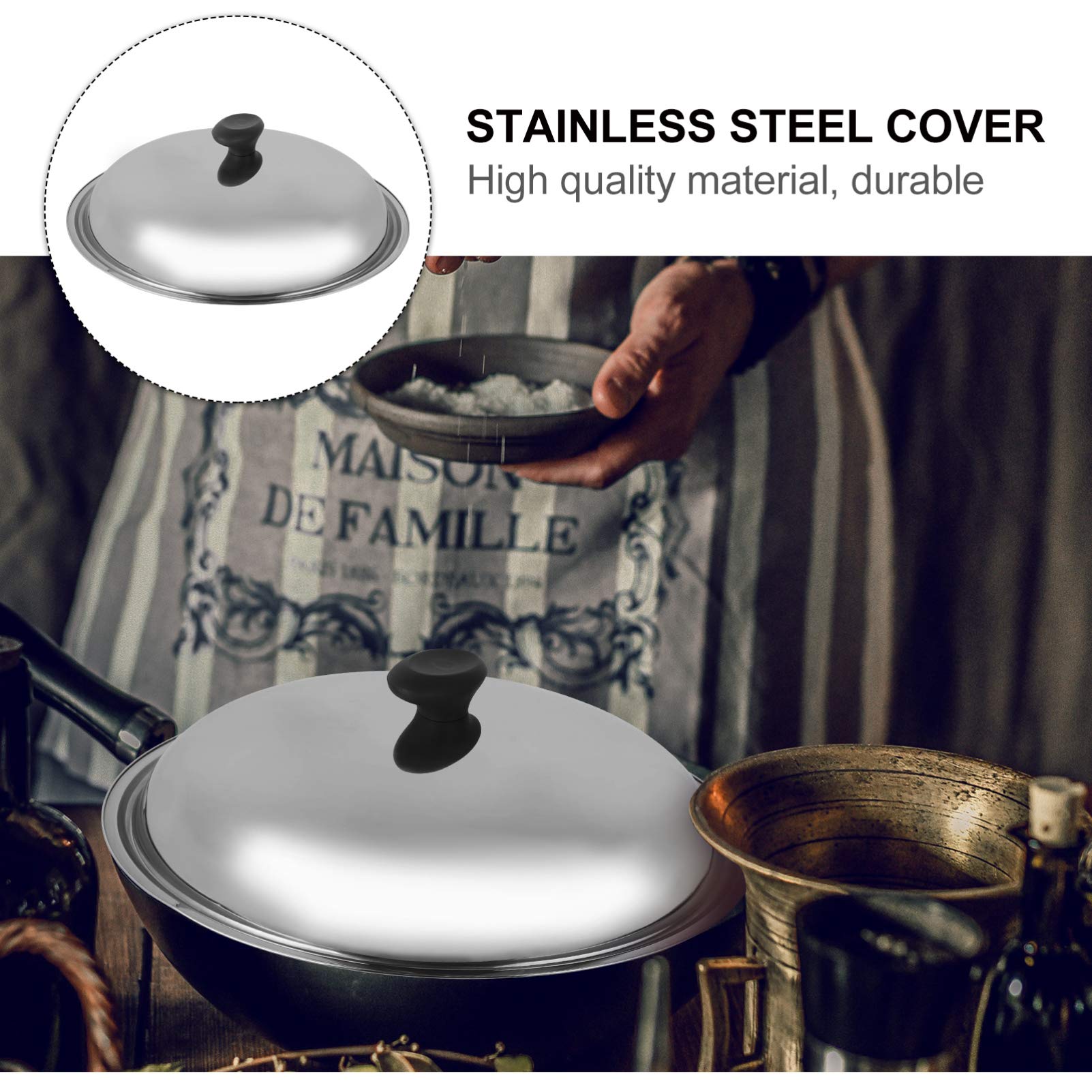 Yarnow Universal Pot Lid Stainless Steel Pot Cover, 15 Inch Pot Lids Replacement, Universal Pans Pots Lid (Top Bead Style Is Ran