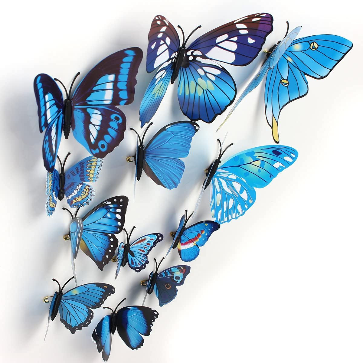 Xtore  Plastic 3D Home Build Beautiful Butterfly With Sticking Pad (Ocean Blue) -Set Of 12