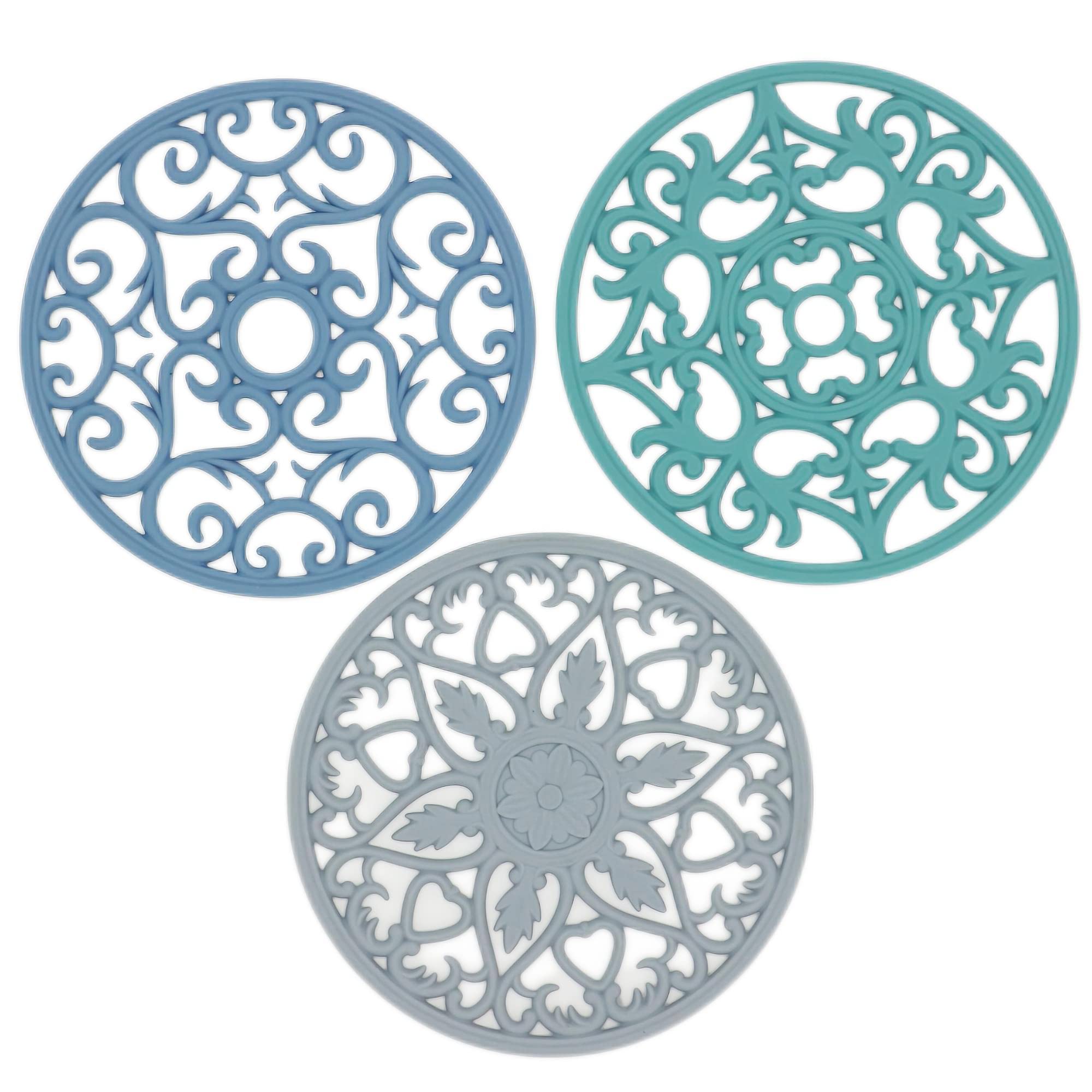 Viwehots Silicone Trivets Mats For Hot Pots And Pans, Multi-Use Intricately Carved Hot Pads And Mats, Flexible Modern Kitchen Ta