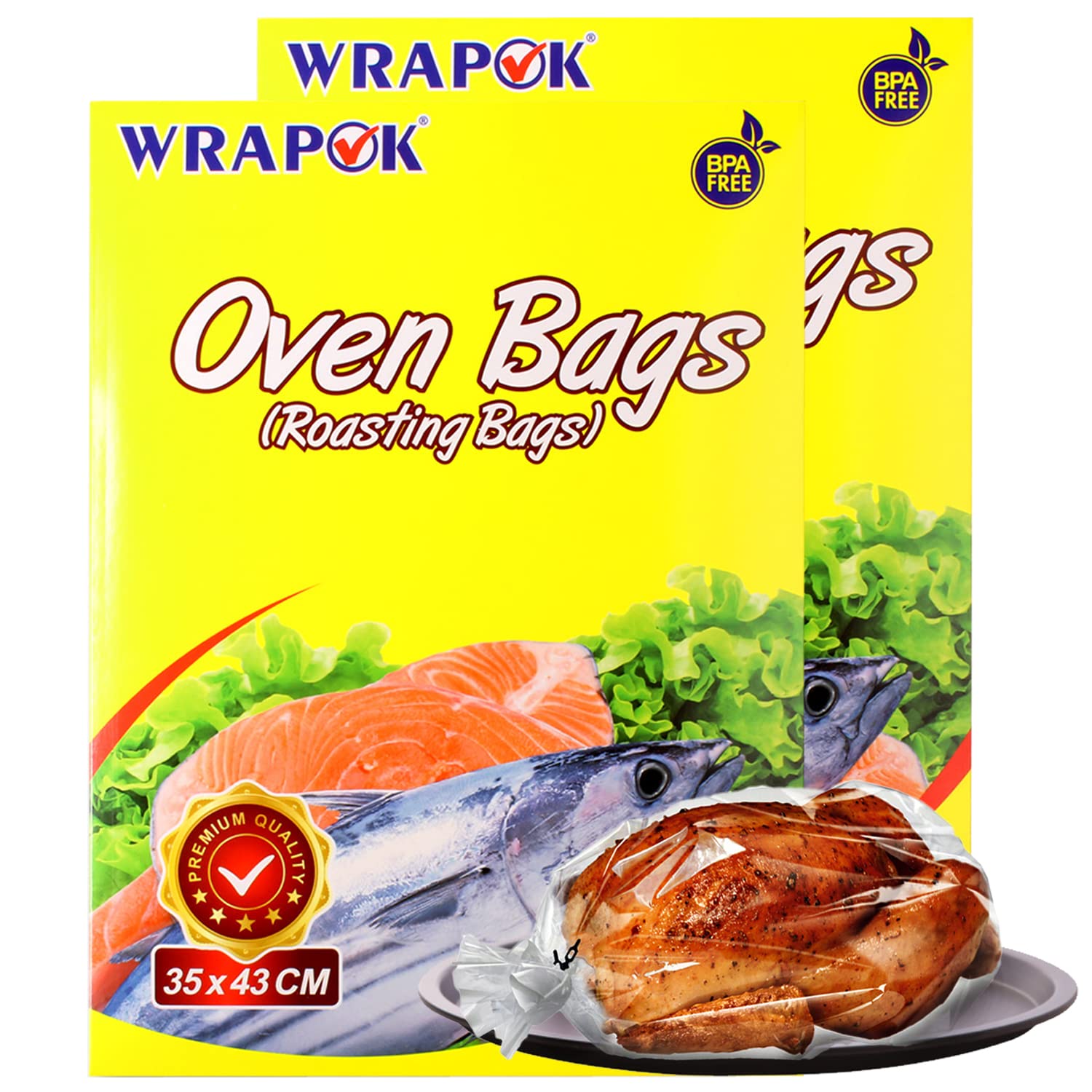 Wrapok Oven Cooking Bags Medium Size Roasting Baking Bag For Meats Ham Ribs Poultry Seafood, 14 X 17 Inch - 10 Bags Total(Pack O