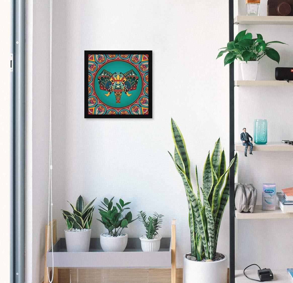 Artx Paper Elephant Mandala Pop Wall Art Painting (Multicolor, 13X13 In)