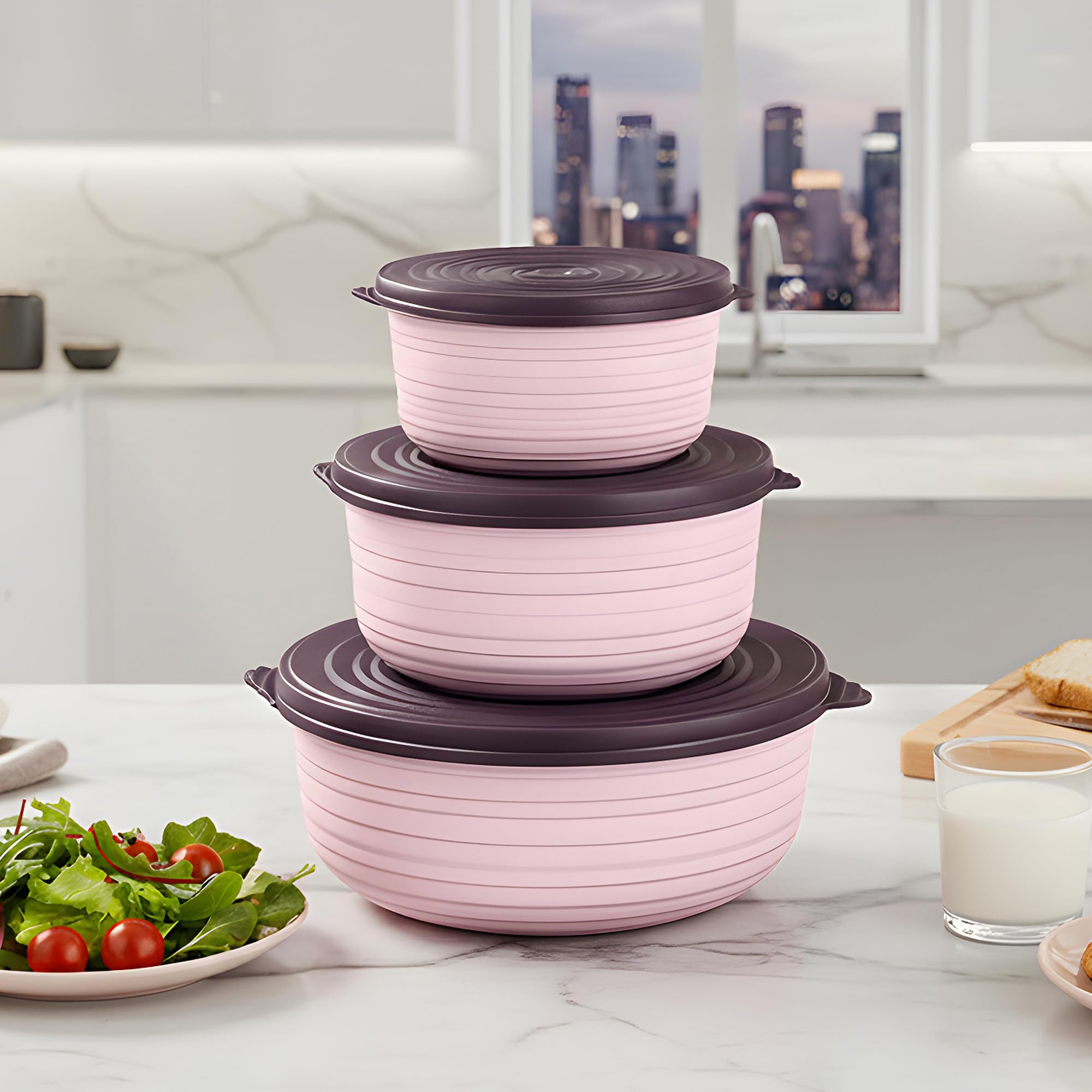 Kuber Industries 3 Pcs Multipurpose Storage Container Set | Capacity - 3000, 1800, 1000 Ml | Bpa-Free | Airtight Food Containers