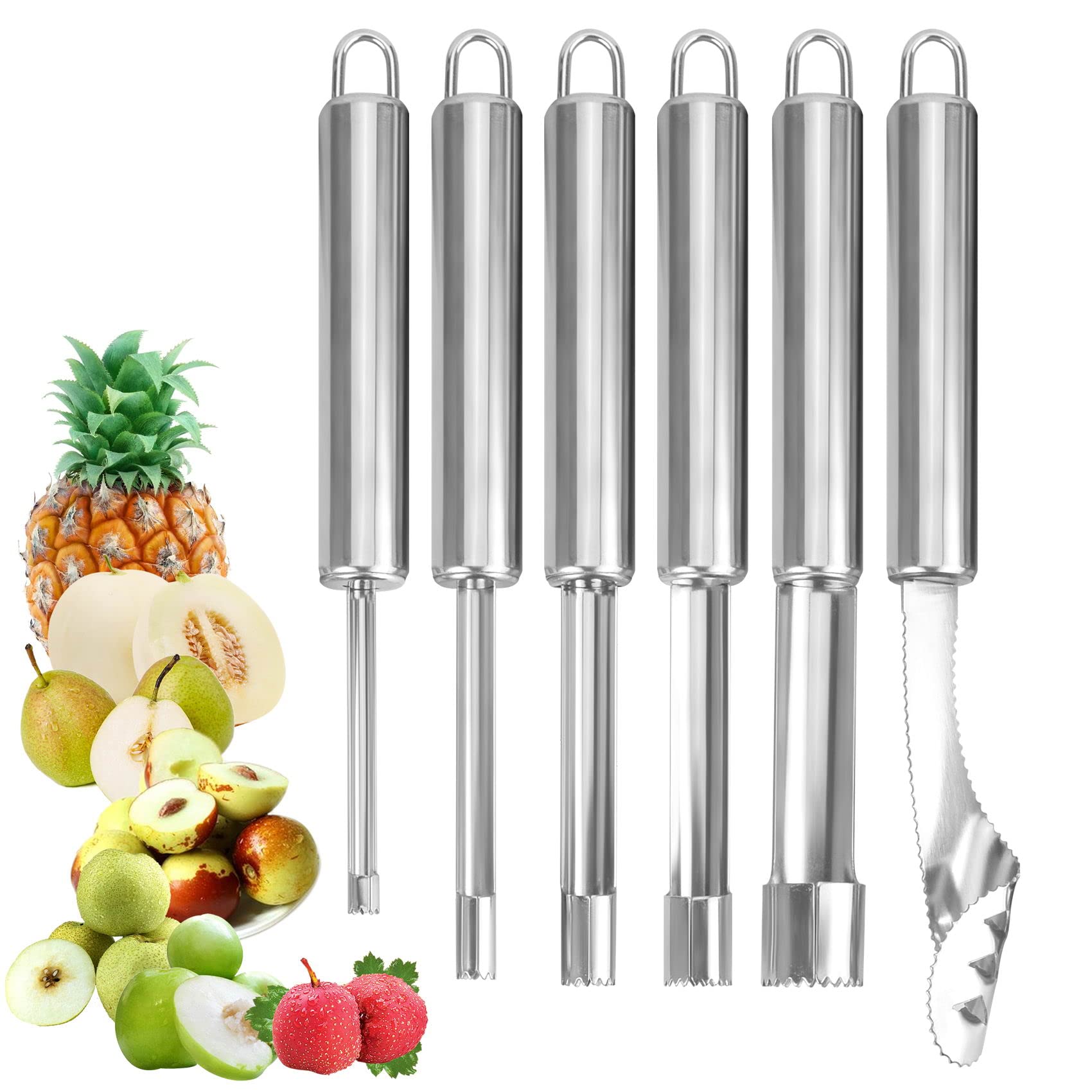 Hengdu Stainless Steel Core Remover Set,Unique Kitchen Gadgets 6-Piece Set Of Vegetables And Fruits For Corer Tool