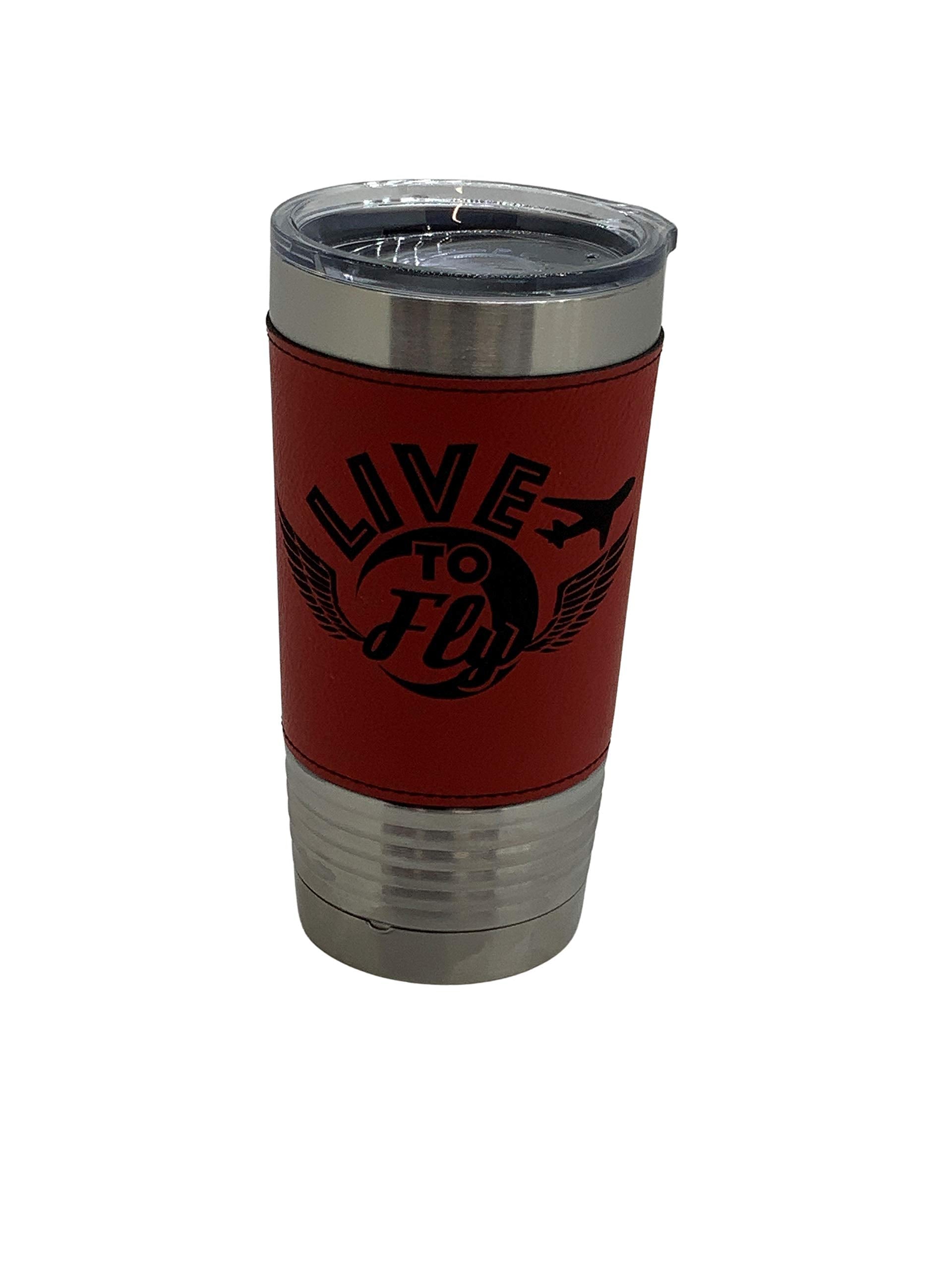 Airspeed Junkie Live To Fly Stainless Steel Vauum Insulated Tumbler, Pilot Gift, 20 Oz (Red)