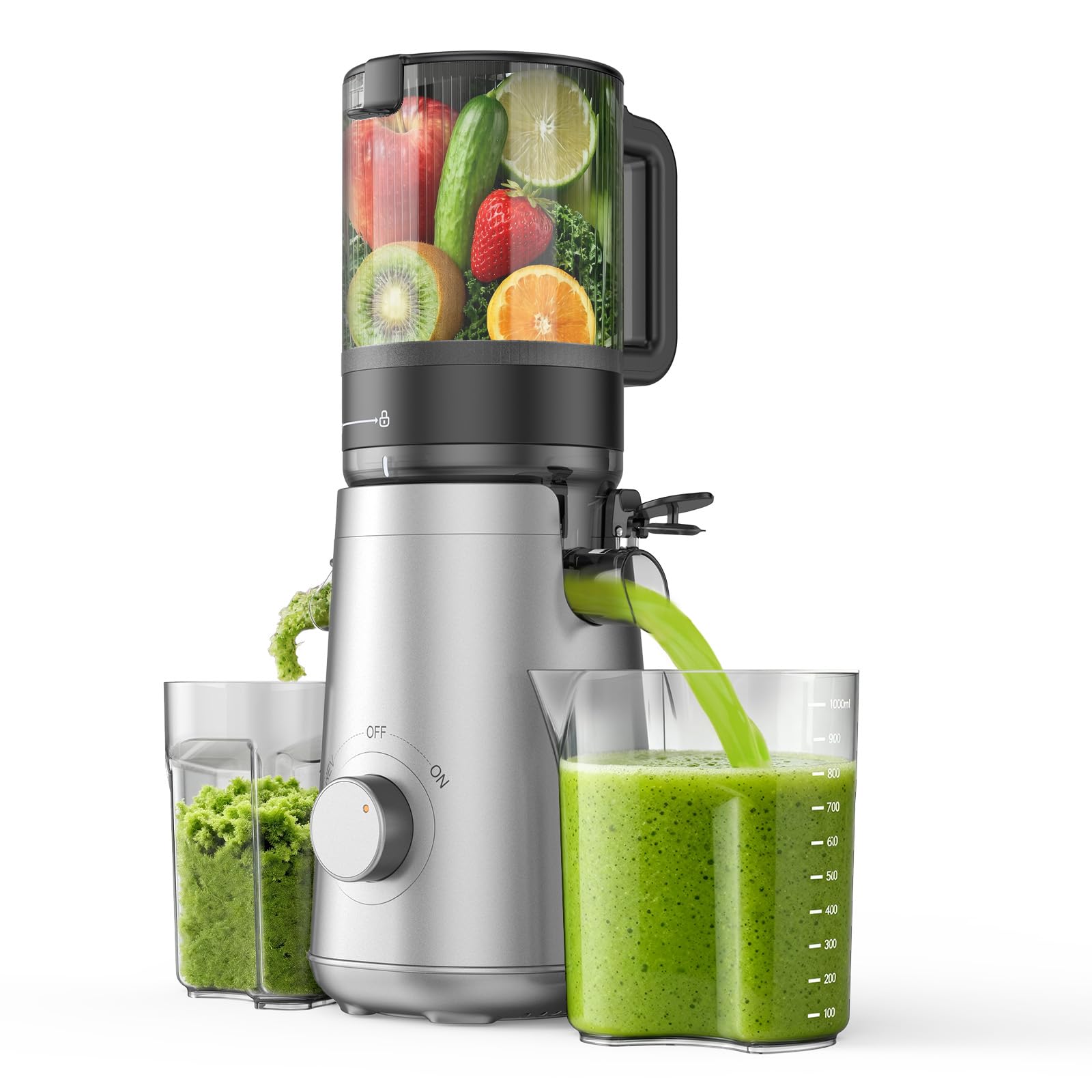 SMALLHOO Juicer Machines, 5.3 Wide Feed Chute Cold Press Juicer for Whole Vegetables & Fruits, High Juice Yield, BPA Free (Slive