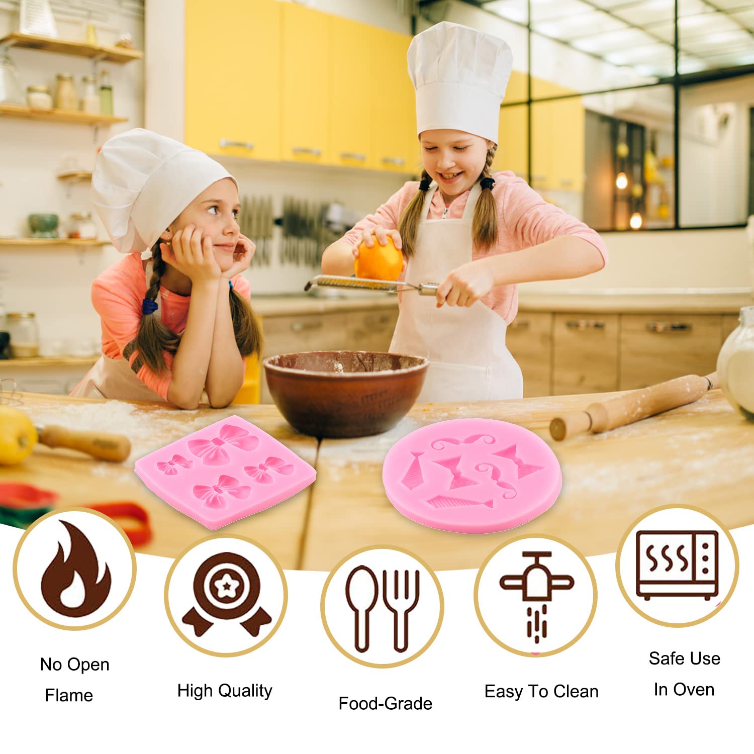 Zixiang Little Man Themed Cupcake Decoration Mold Mini Mustache Silicone Mold Tie Mold Bow Fondant Mold For Birthday Cake Decora