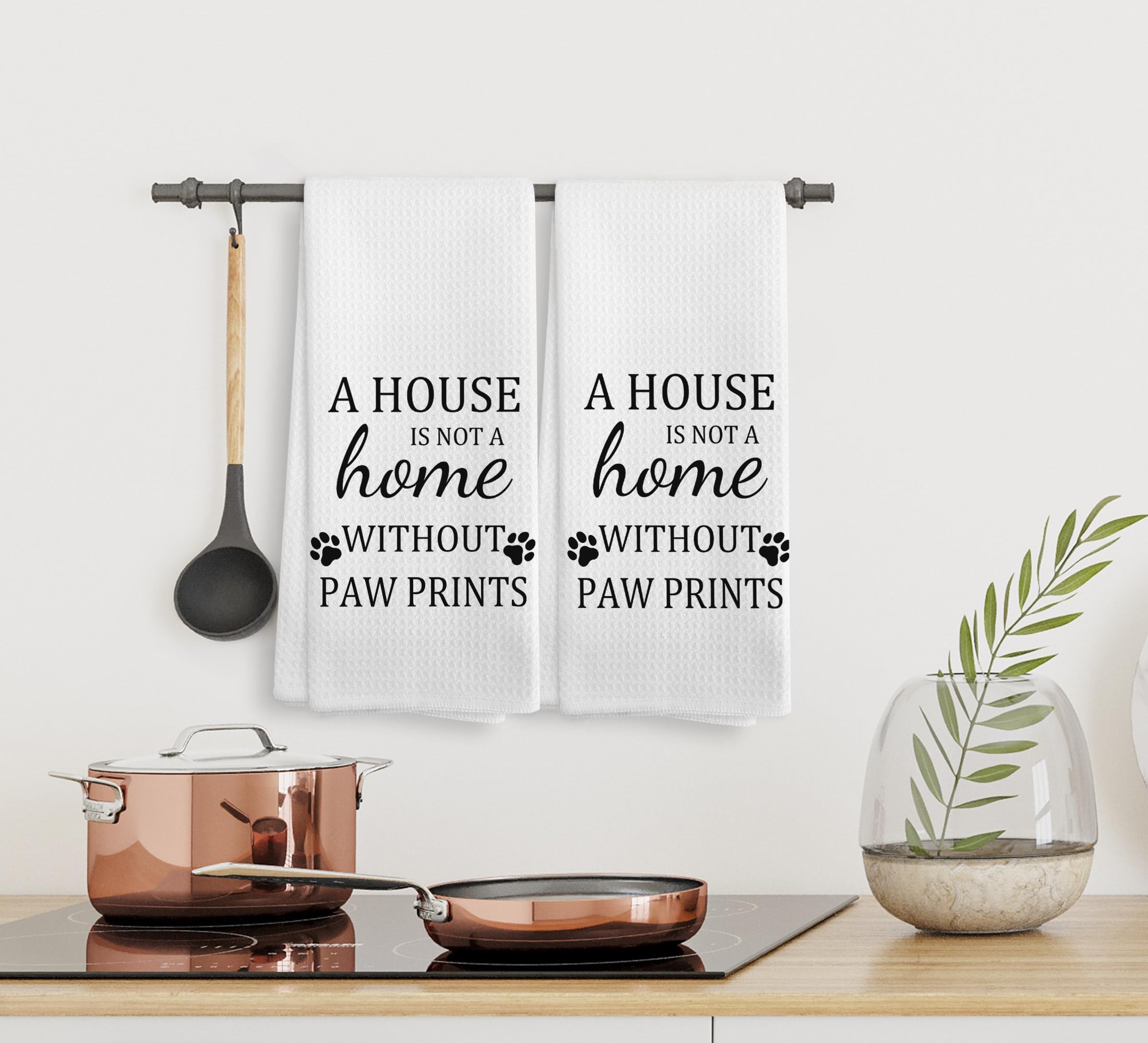 NOQL Dog Kitchen Towel and Dishcloths Set of 2 - Flour Sack Dish Towels, Hand Towels for Dog Lovers, Waffle Towel, Mom Gifts for