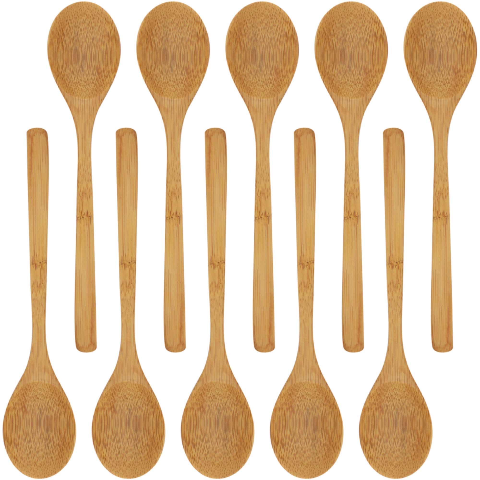 Bamboomn 8'' Reusable Solid Bamboo Deluxe Dinner Spoon - Dining Flatware - Kitchen Utensils - 100 Pcs