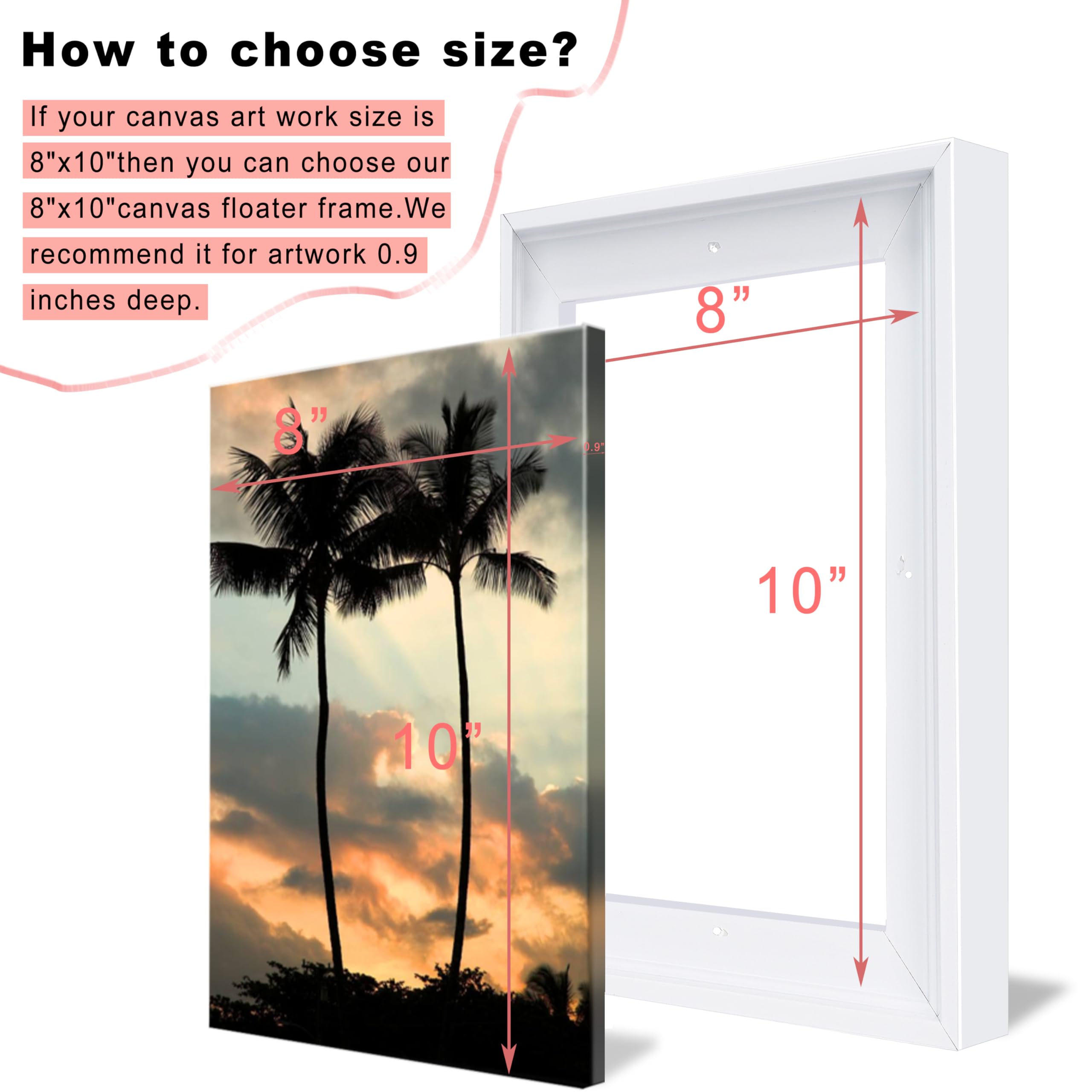 Yiviven Floater Frame For 12''X16''Canvas Painting,7/8'' Dept Canvas Floater Frame,Floater Frames,Floating Canvas Frame,Canvas F