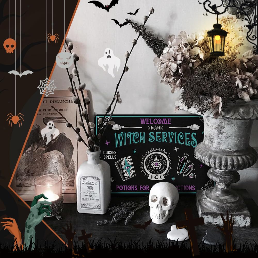 Witch Service Witch Potion Tin Metal Sign  Wall Art Plaque Witch Sign Decorations