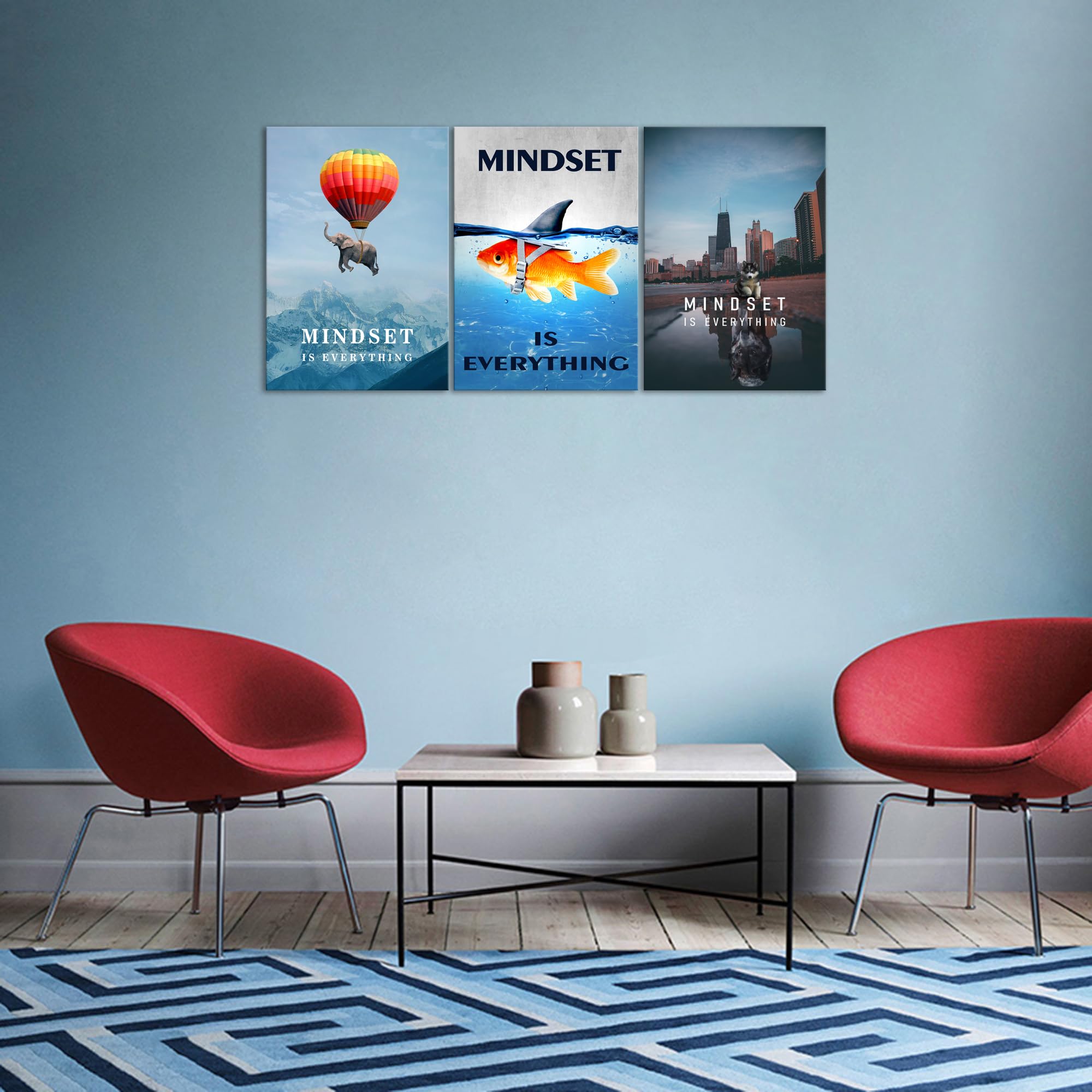 Kawahone Mindset Is Everything - Motivational Wall Art - Inspirational Mindset Entrepreneur Posters Prints Framed Artwork For Of