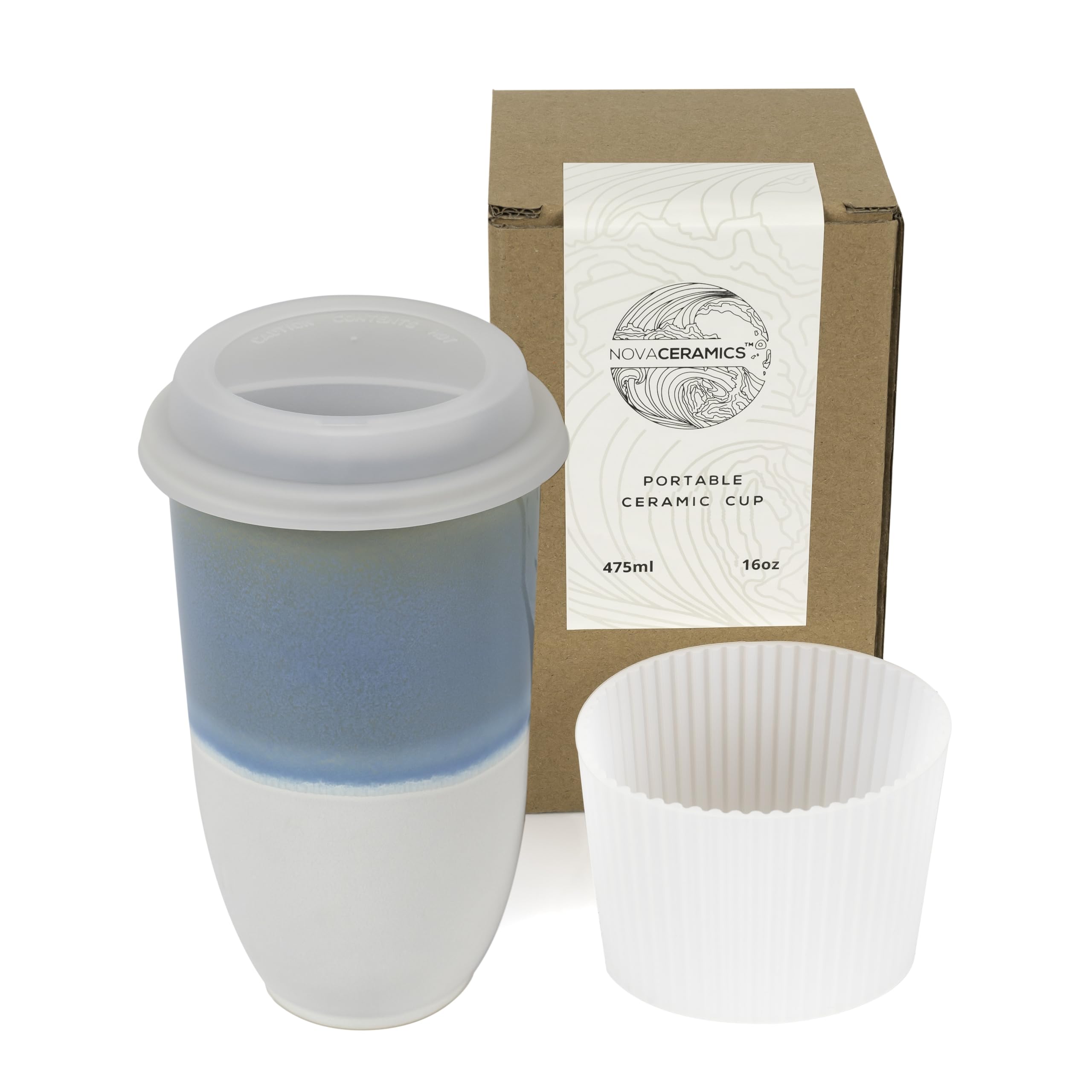 NOVA CERAMICS Travel Coffee Tumbler - Travel Mug - On the Go Coffee Mug - Microwave & Dishwasher Safe Green CoffeeTumbler - Gift