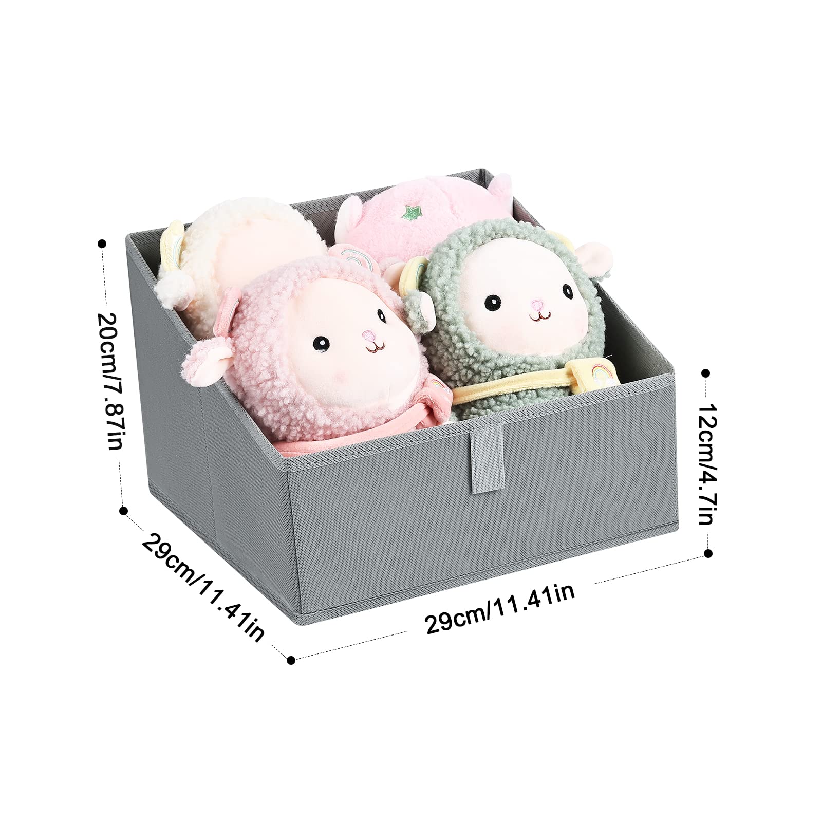 DIMJ Storage Baskets for Closet  Trapezoid Closet Storage Bins  Fabric Bins for Closet Organization  Foldable Storage Cubes for Clothes  Toys  Books  DVDs  Office Supplies  Light Grey  6-Pack