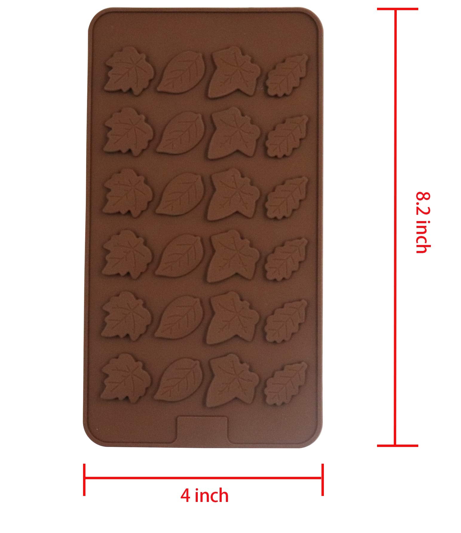 Sowaka 2 Pcs Leaf Shape Chocolate Mold 24 Cavity Brown Silicone Soft Mold For Leave Baking Candy Muffin