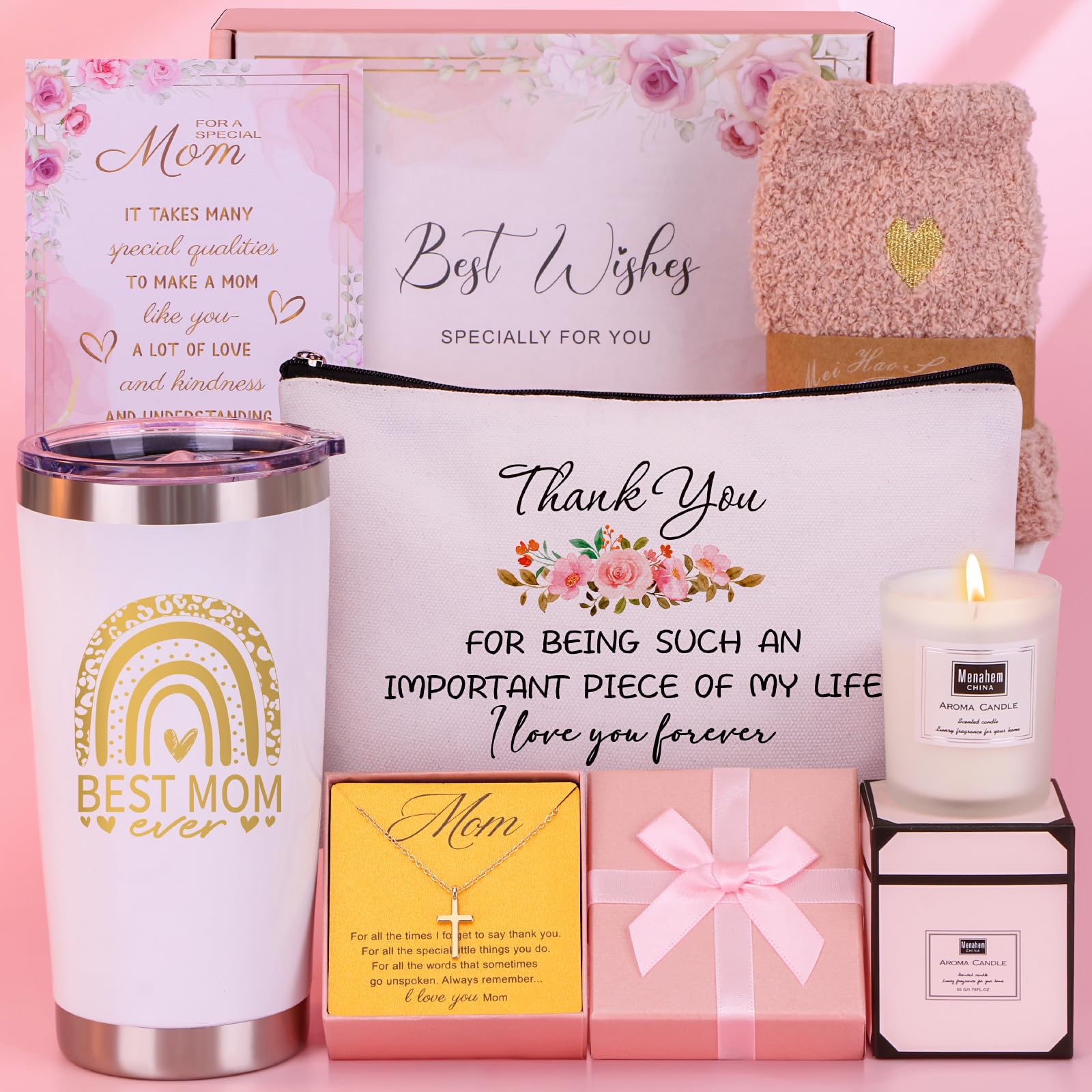 Birthday Gifts for Mom from Daughter Son - Christmas Presents for Mother in Law, Mama, Stepmom Birthday Gifts Basket, Best Mom E