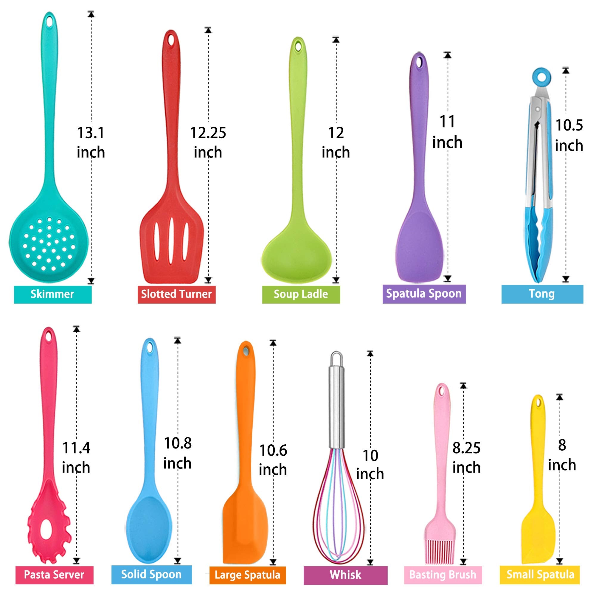 Teamfar Kitchen Utensils, 11 Pcs Silicone Cooking Utensils Spatula Set Heat Resistant For Nonstick Cookware, Perfect For Cooking