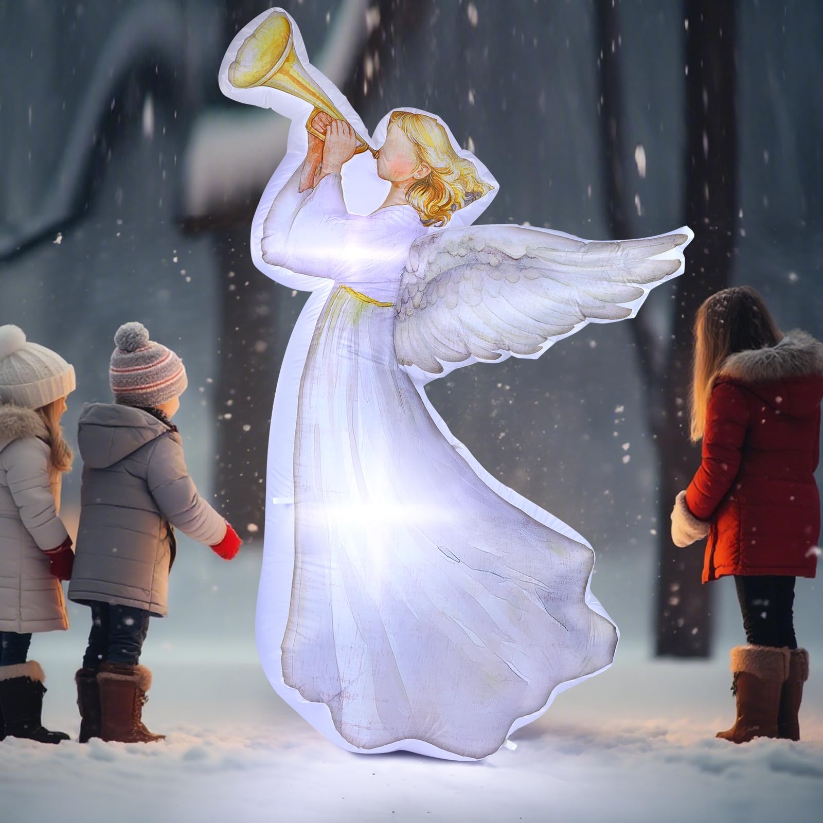 Halloscume 5.91ft Christmas Inflatable Angel Outdoor Decorations Large LED Lights Inflatable Angel Xmas Yard Outside Decor for C