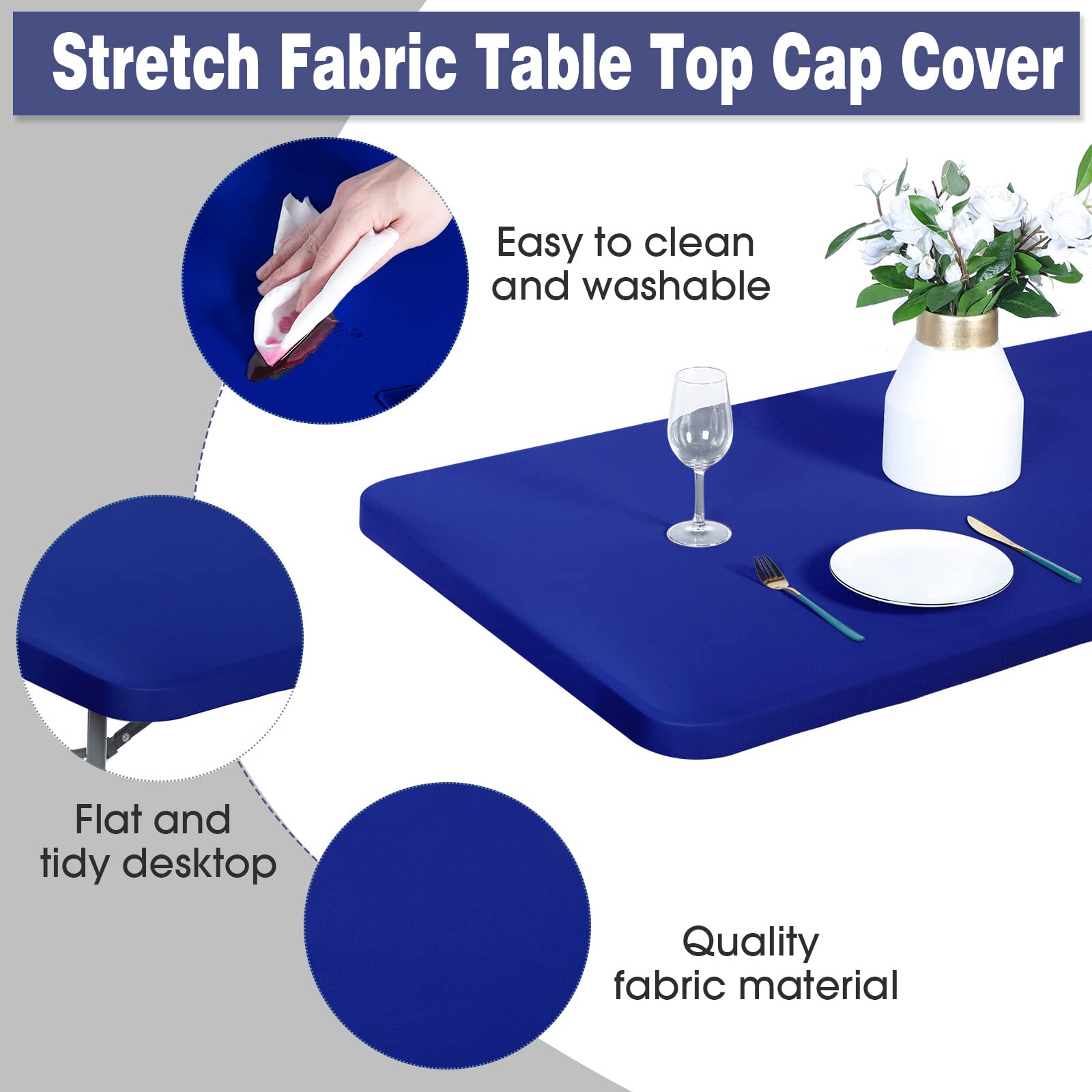 Chengu Spandex Tablecloth Fitted Stretch Tablecloth Elastic Fitted Picnic Table Cover Washable Folding Table Cover Rectangle Pol