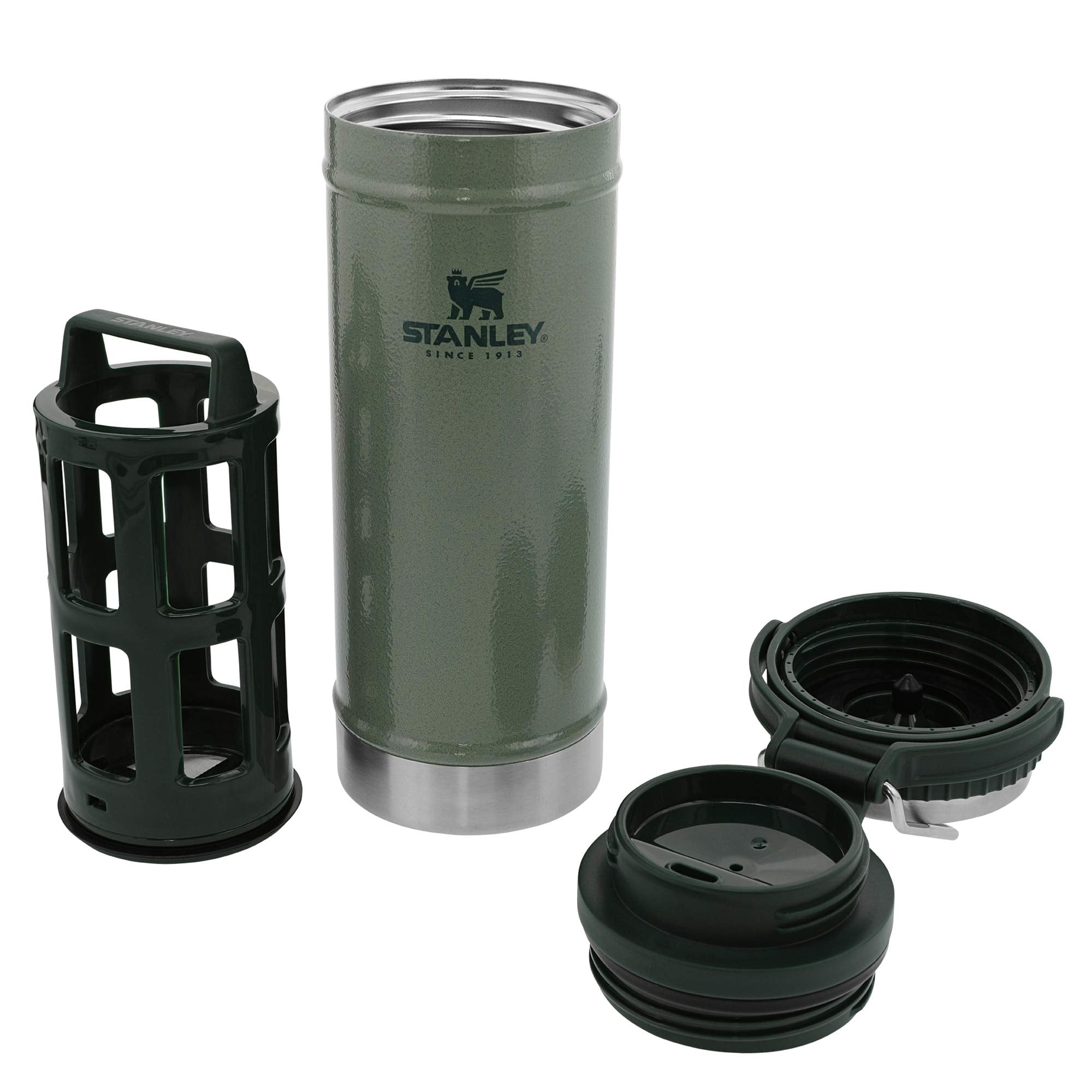 Stanley Travel Mug French Press 16oz Hammertone Green Aluminum Model 10-01855-013