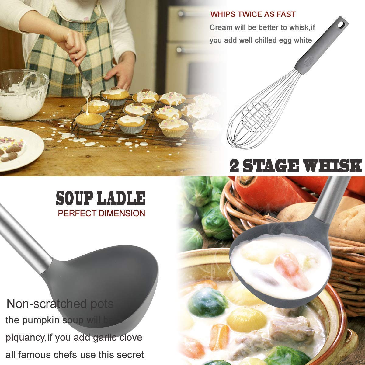 Silicone Kitchen Cooking Utensils Set With Stainless Steel Handle, Spatula Set Utensil Set, Cooking Utensil Set,Kitchen Tools Ga