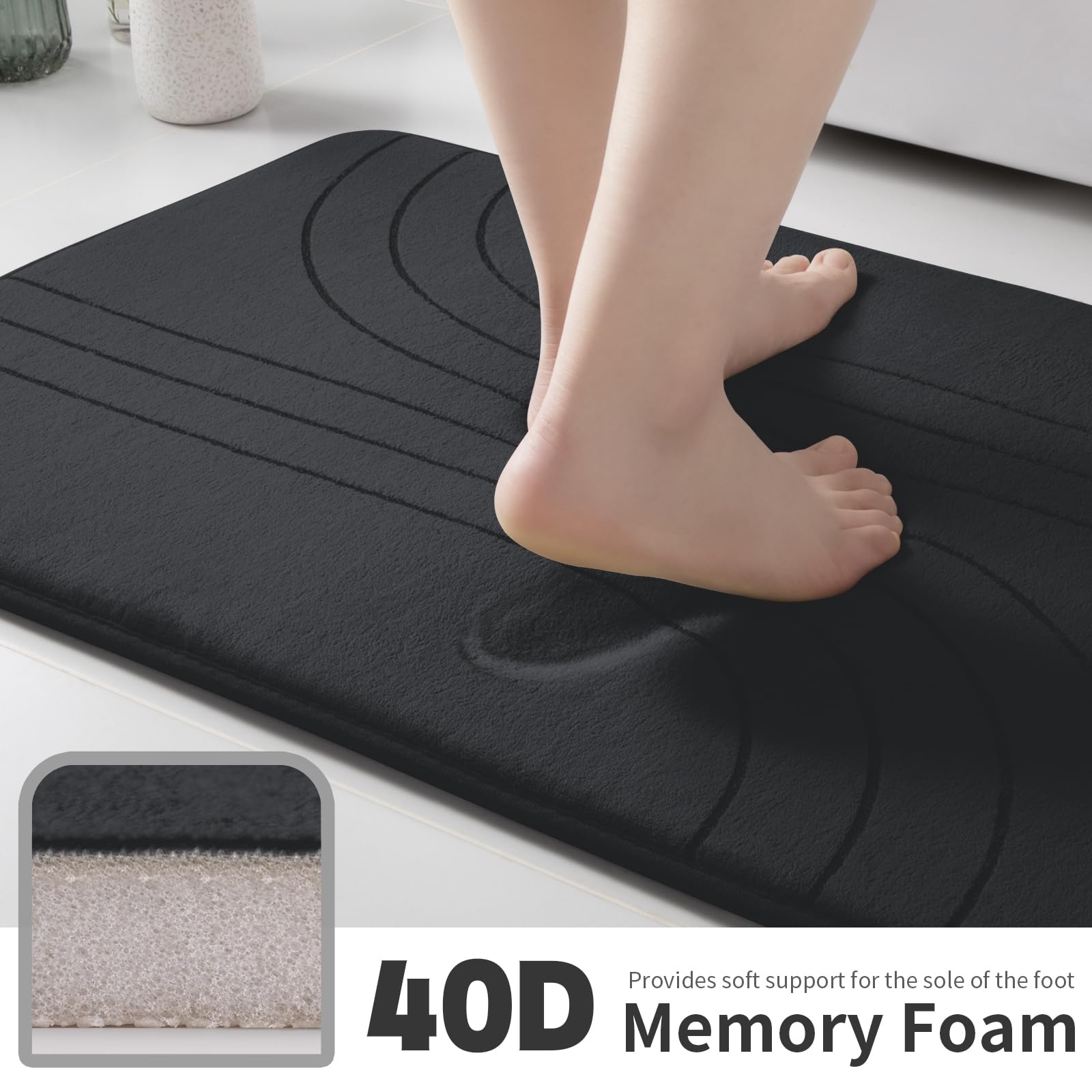 Yihouse Bathroom Rugs Sets 2 Piece, Soft Memory Foam Bath Mat Set, Non Slip Bathroom Mats 2 Piece, Machine Washable Bath Rugs Se