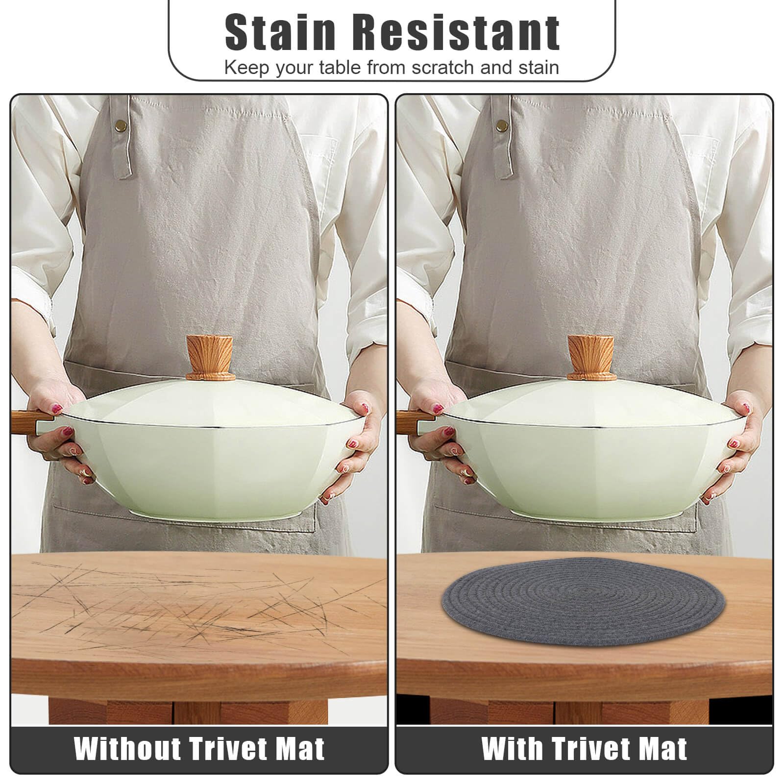 Billbotk 11.8'' And 7'' Hot Mats For Pots And Pans, 7 Woven Trivets For Hot Dishes, Pot Holders For Kitchen, Tabletop Accessorie