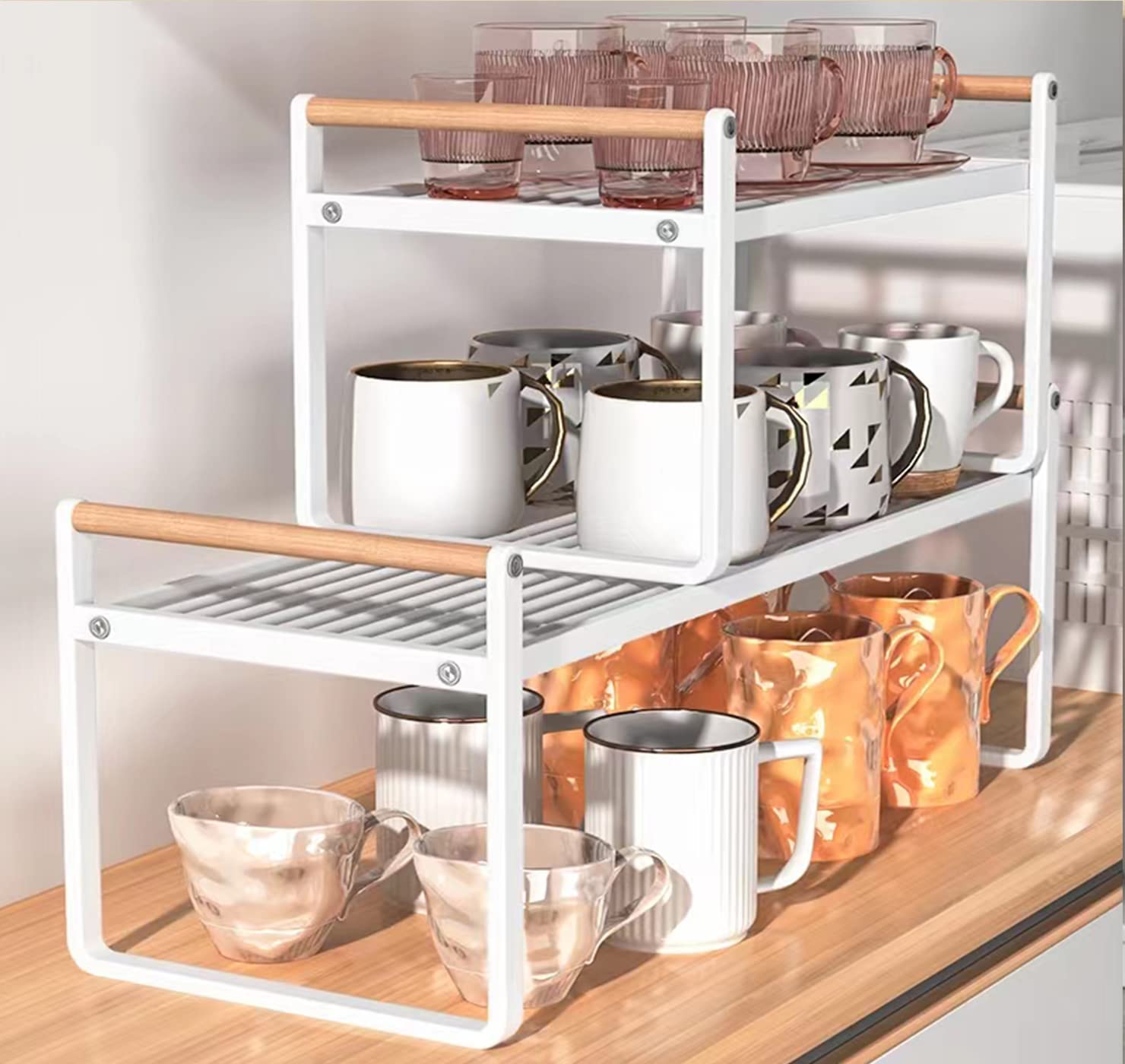 Gencuoir Stackable Wide Countertop Organizer, 13''  8.3''  7.9''Kitchen Bottle Racks Organization And Storage, Spices Rack For C