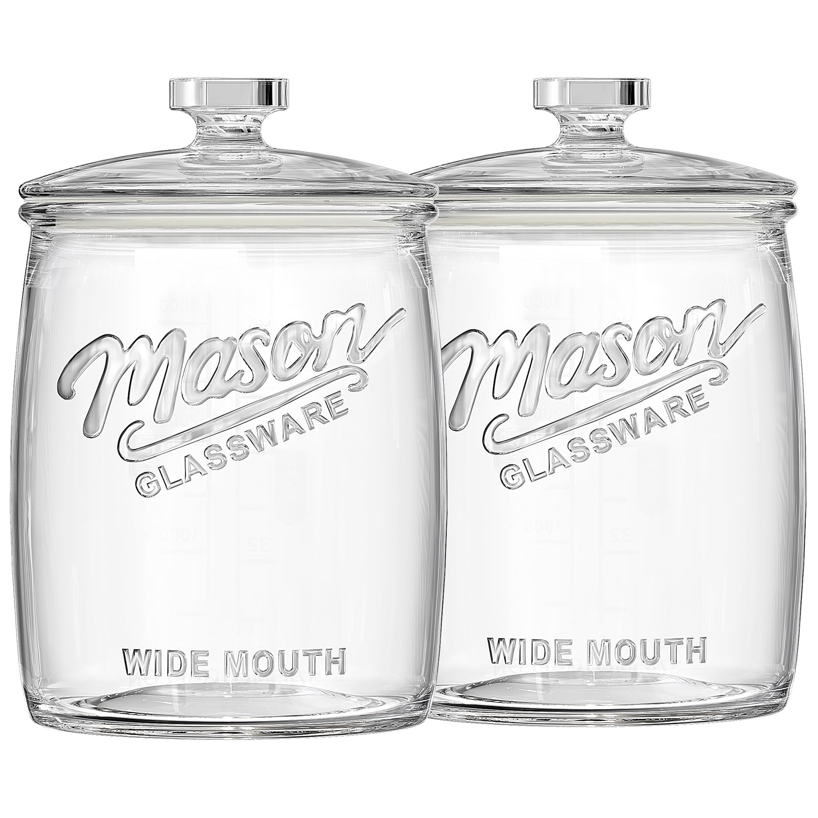 Folinstall 2 Pack 1 Gallon Glass Cookie Jar, Large Glass Jar with Airtight lid, Glass Food Storage Container for Cookies, Candy,