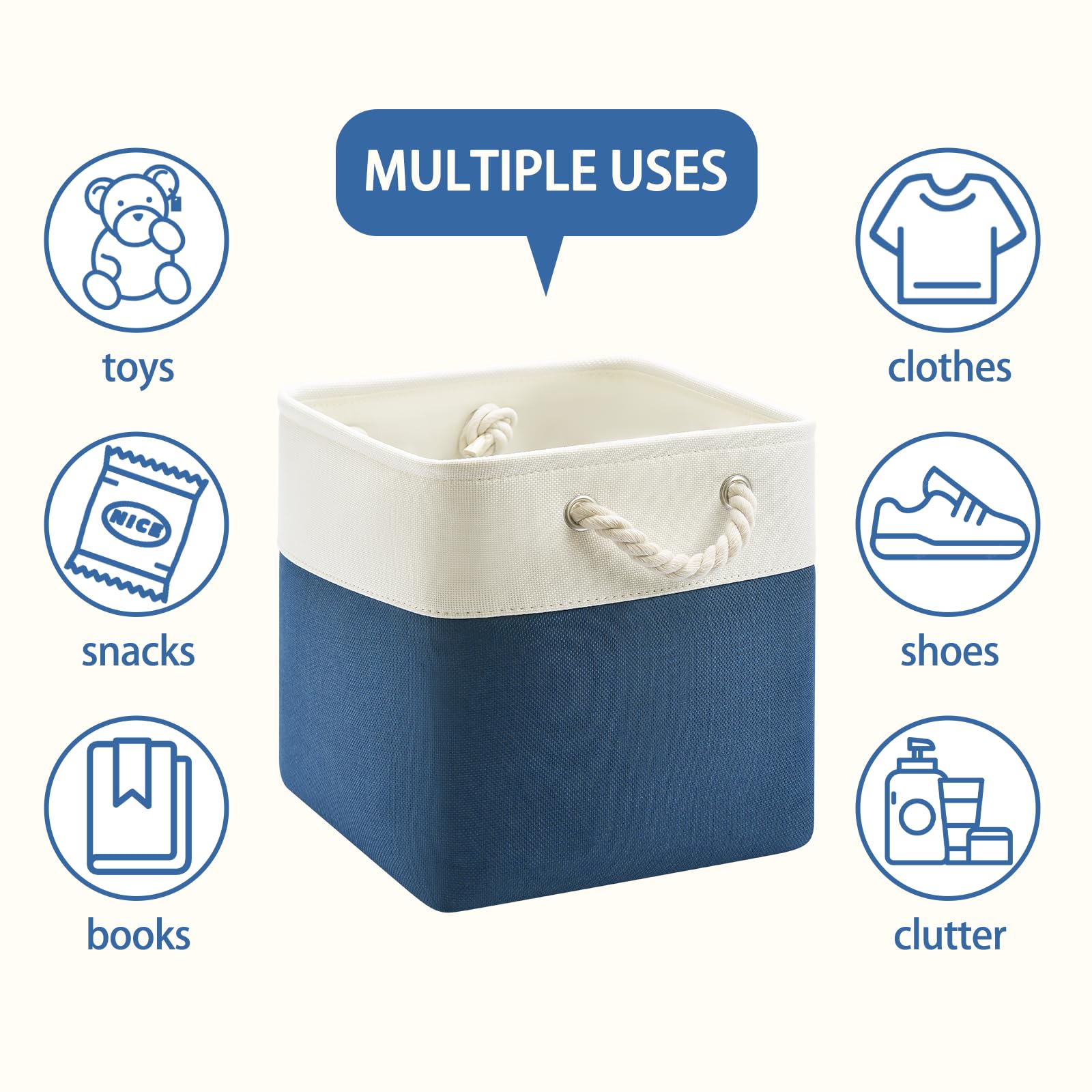 Patvingot 11X11 Cube Storage Bins,4 Pack Foldable Fabric Cube Organizer Bins With Rope Handles ,Storage Cubes For Organizing Bed