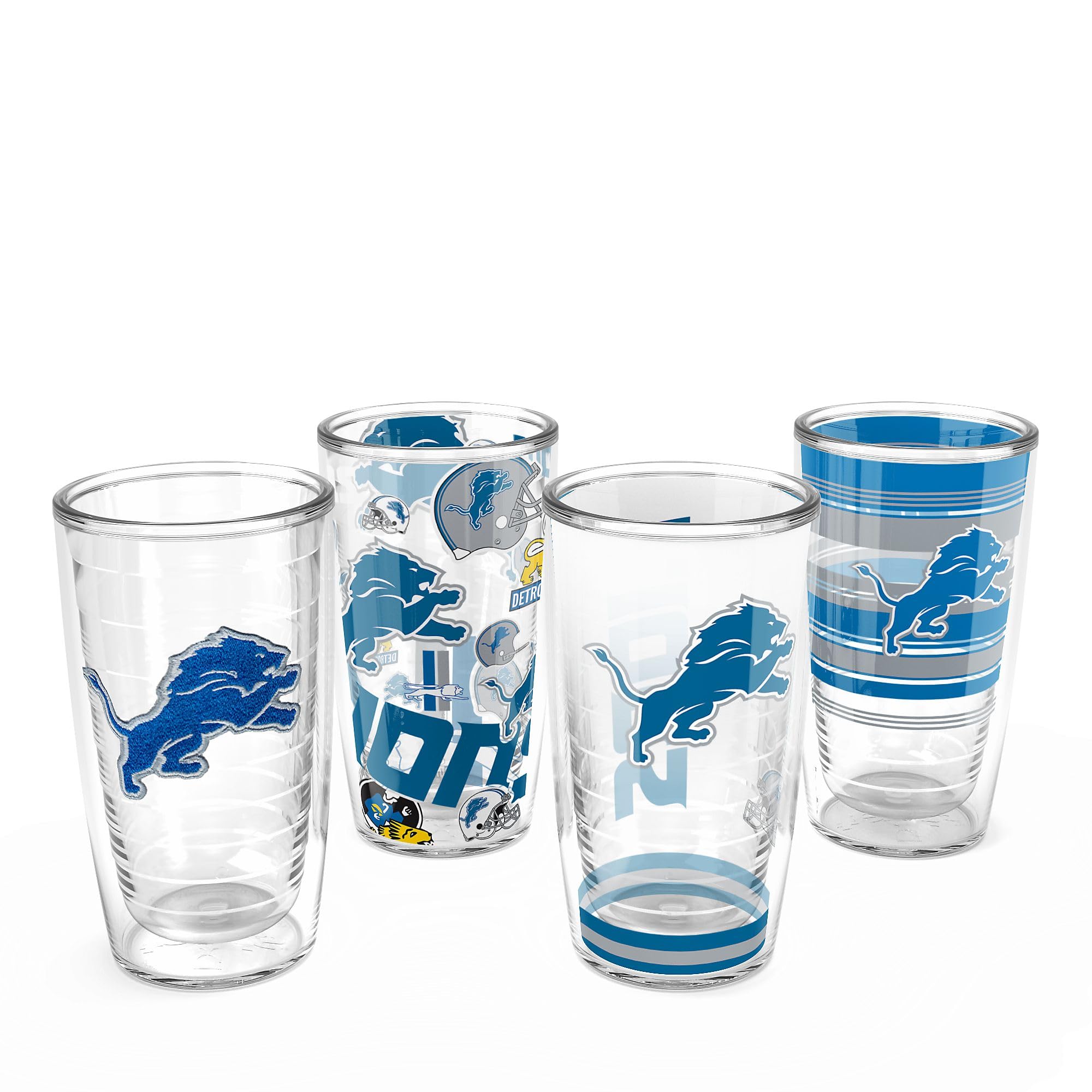 Tervis Classic Tritan 16oz Classic Tumbler, Set of 4 | NFL Detroit Lions - Assorted | Made in America, BPA/PFAS Free, Keeps Drin