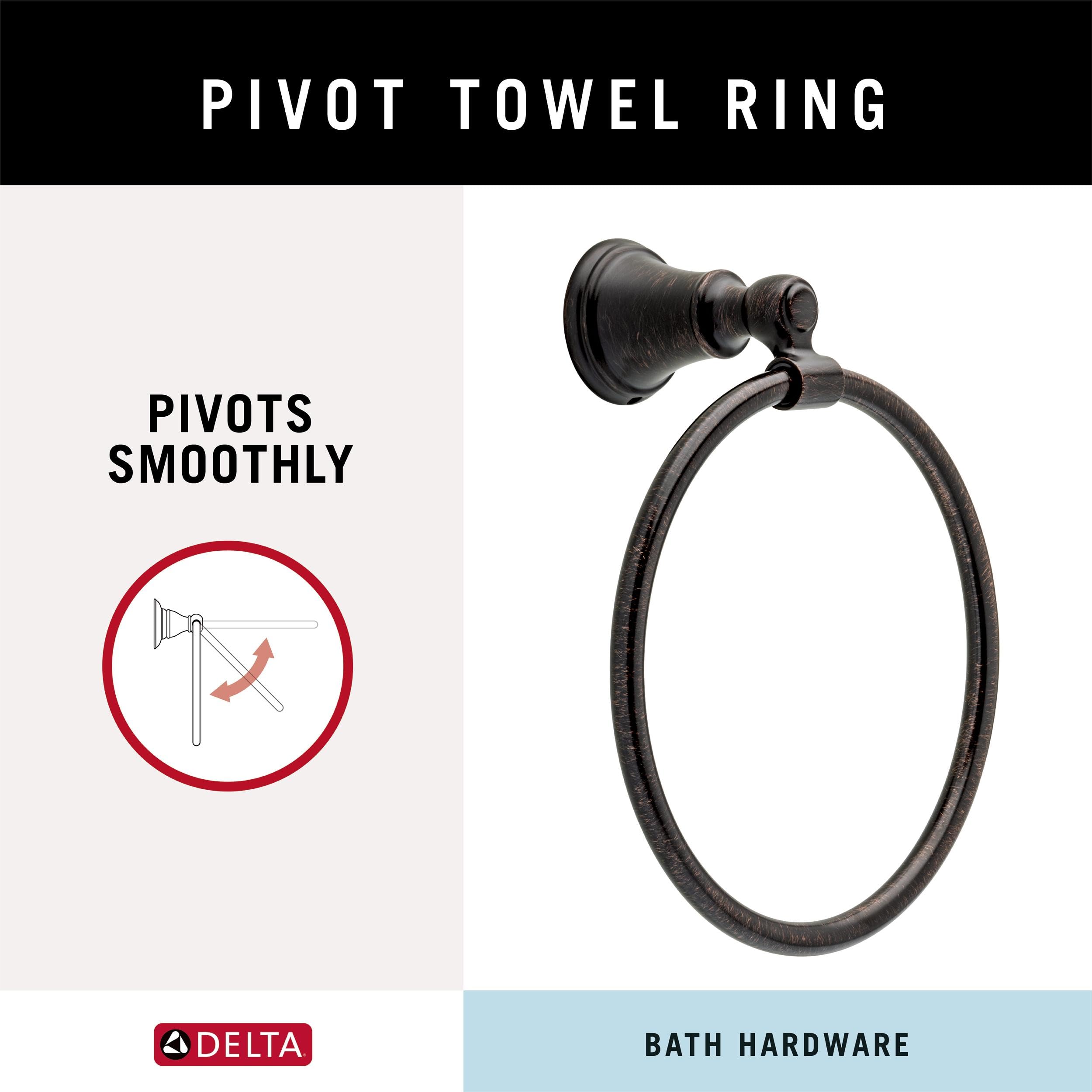 Delta Woodhurst (1-Pack) Hand Towel Holder Venetian Bronze Towel Racks For Bathroom Wall Round Towel Ring Holder For Bath Towel