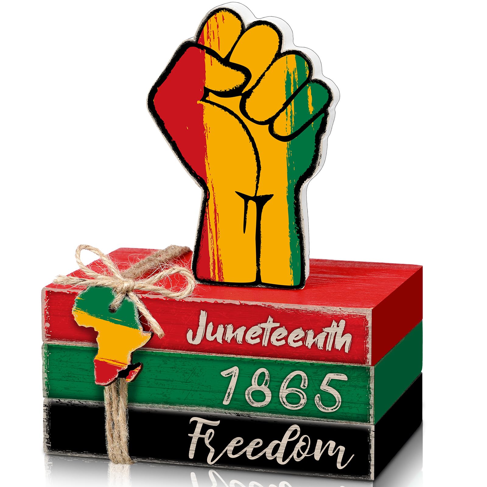 Anglechic 4 Pcs Juneteenth Decorations Juneteenth Tiered Tray Decoration Juneteenth Wood Signs Rustic 1865 Freedom Black America