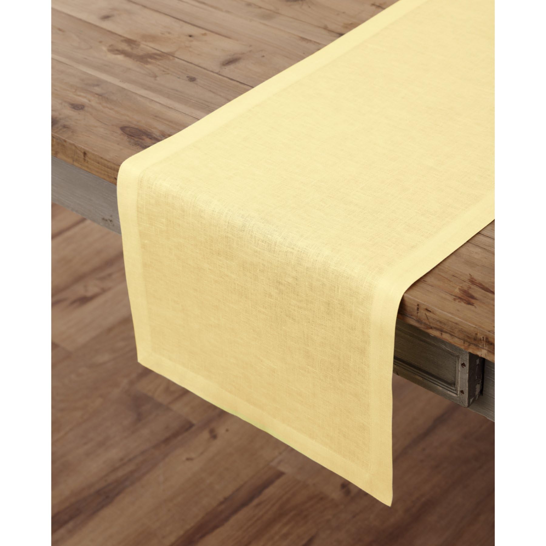 Solino Home Linen Yellow Table Runner 120 Inches Long - Fete, 100% Pure Linen Dining Table Runner 14 X 120 Inch Ideal For Weddin