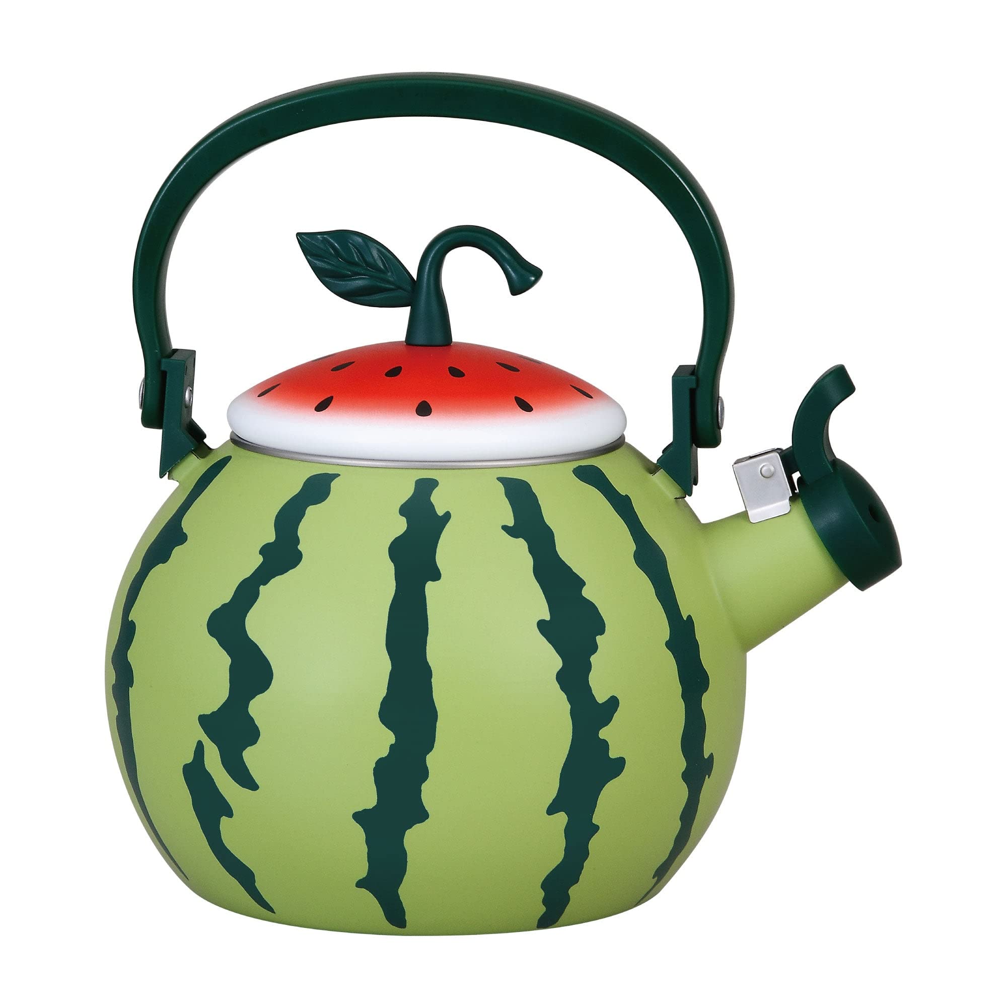 Upware Enamel On Steel Whistling Tea Kettle, Stovetop Teakettle (1.6 Quart, Watermelon)