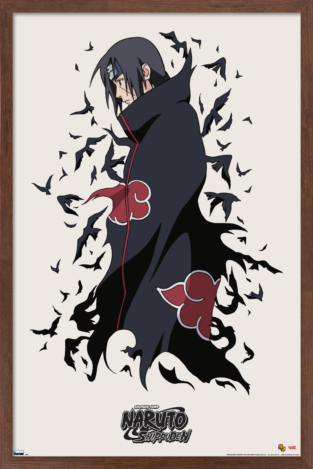 Trends International Naruto Shippuden - Itachi Wall Poster, 22.375'' X 34'', Mahogany Framed Version