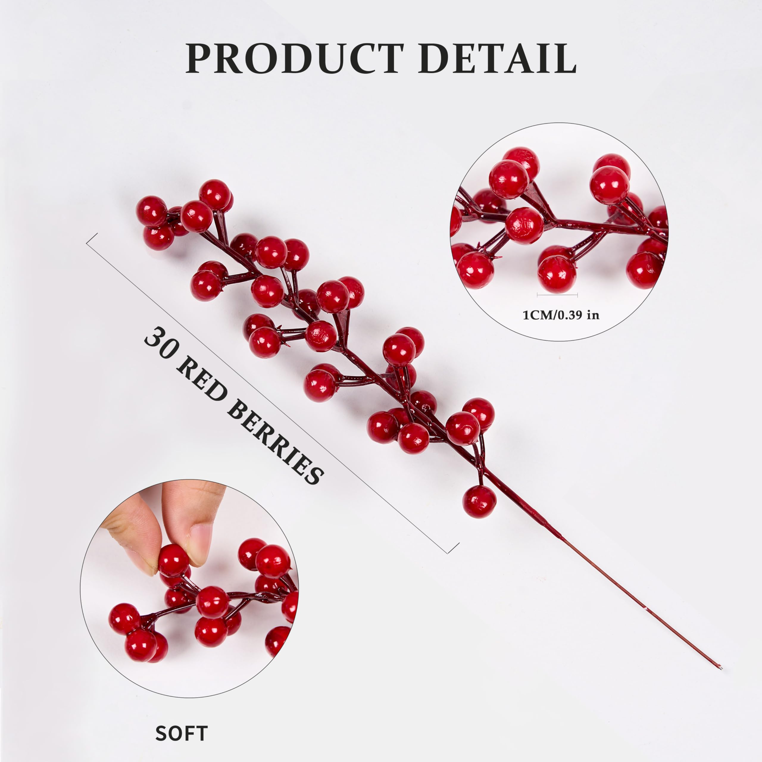 zjlmit 36 Pack Christmas Tree Decorations Artificial Red Berry Stems 8.5 Inch Christmas Berry Picks with Holly Berries for Xmas