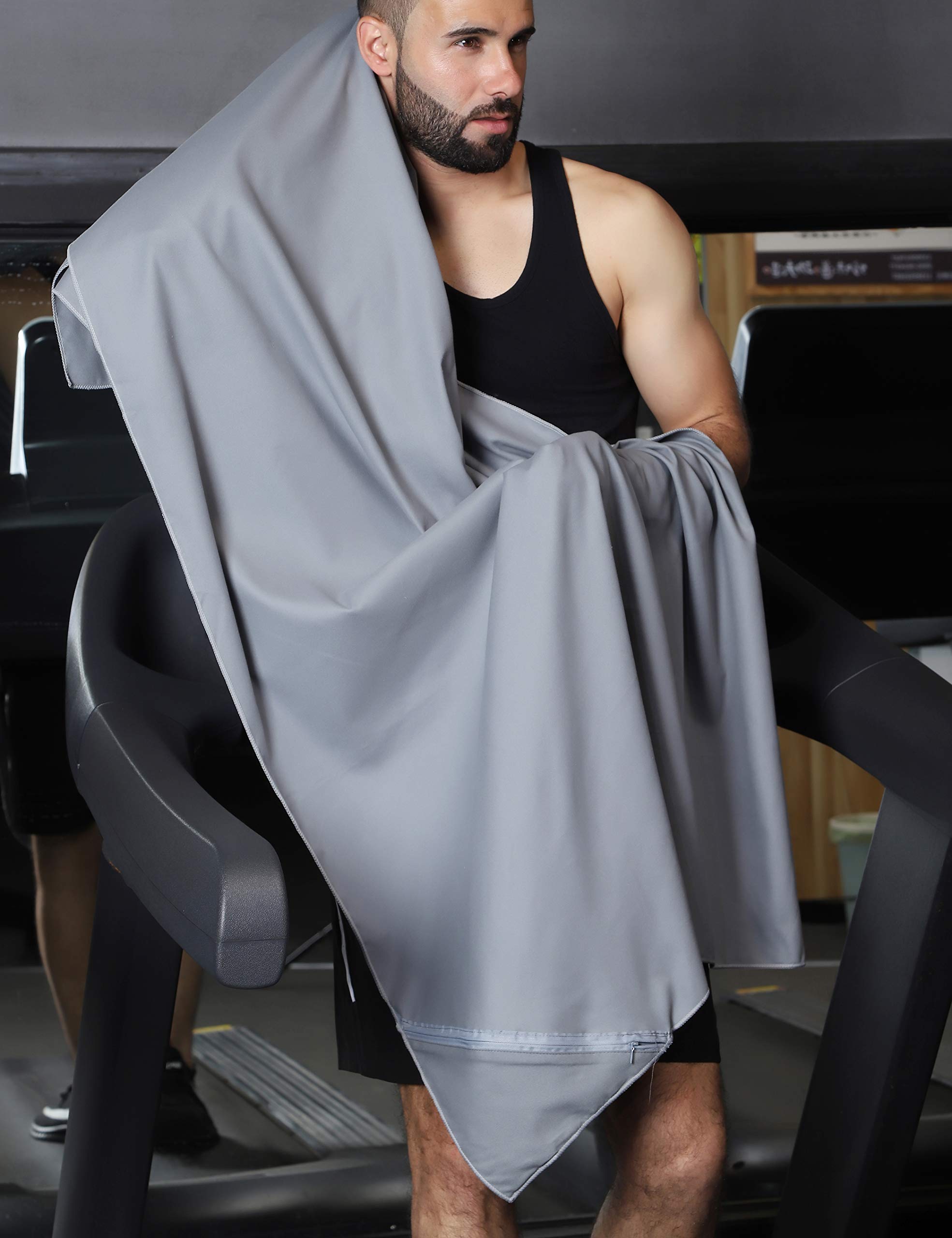 Rainleaf Microfiber Towel,Gray,40 X 72 Inches