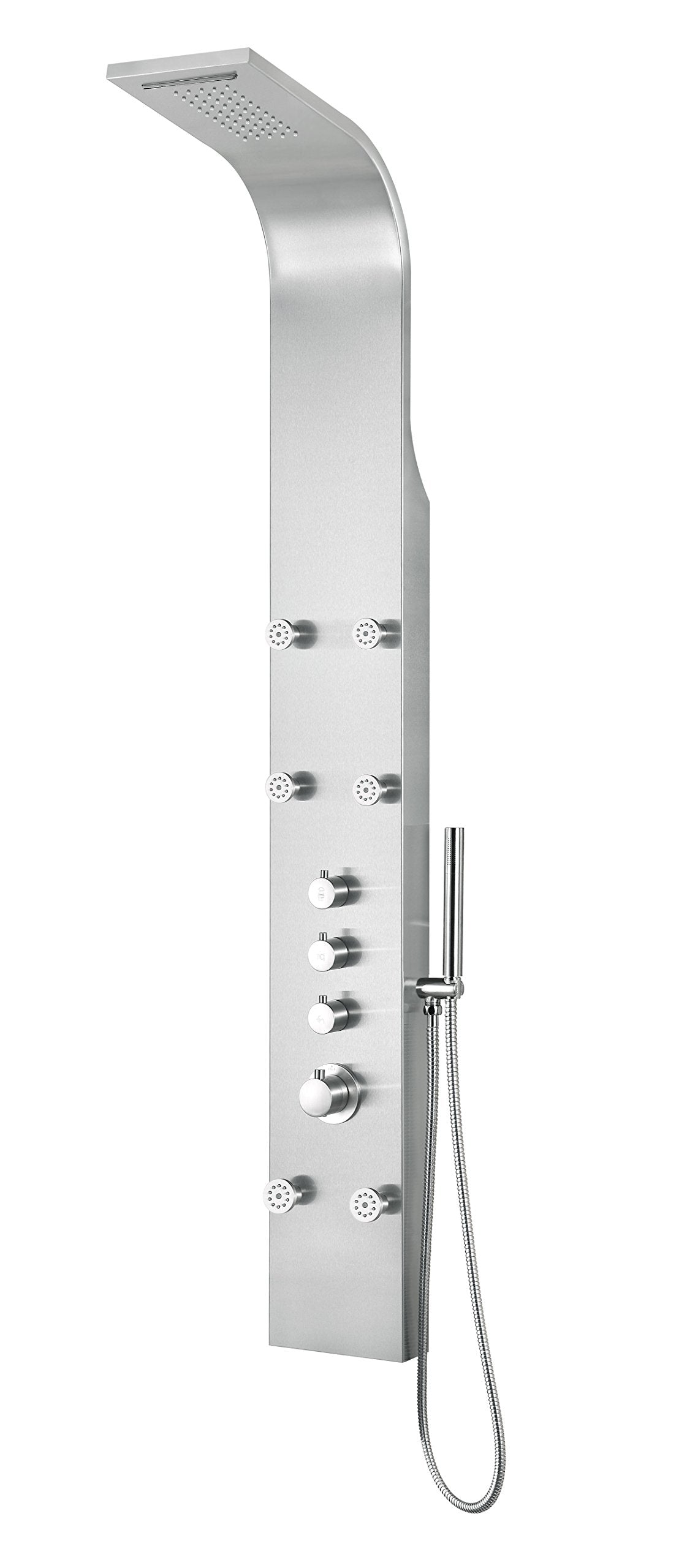 ANZZI Shower Head Panel Tower System | Fontan | Brushed Steel 6 Turbo Jetted & Multi Functional | High Pressure Jet + Rainfall +