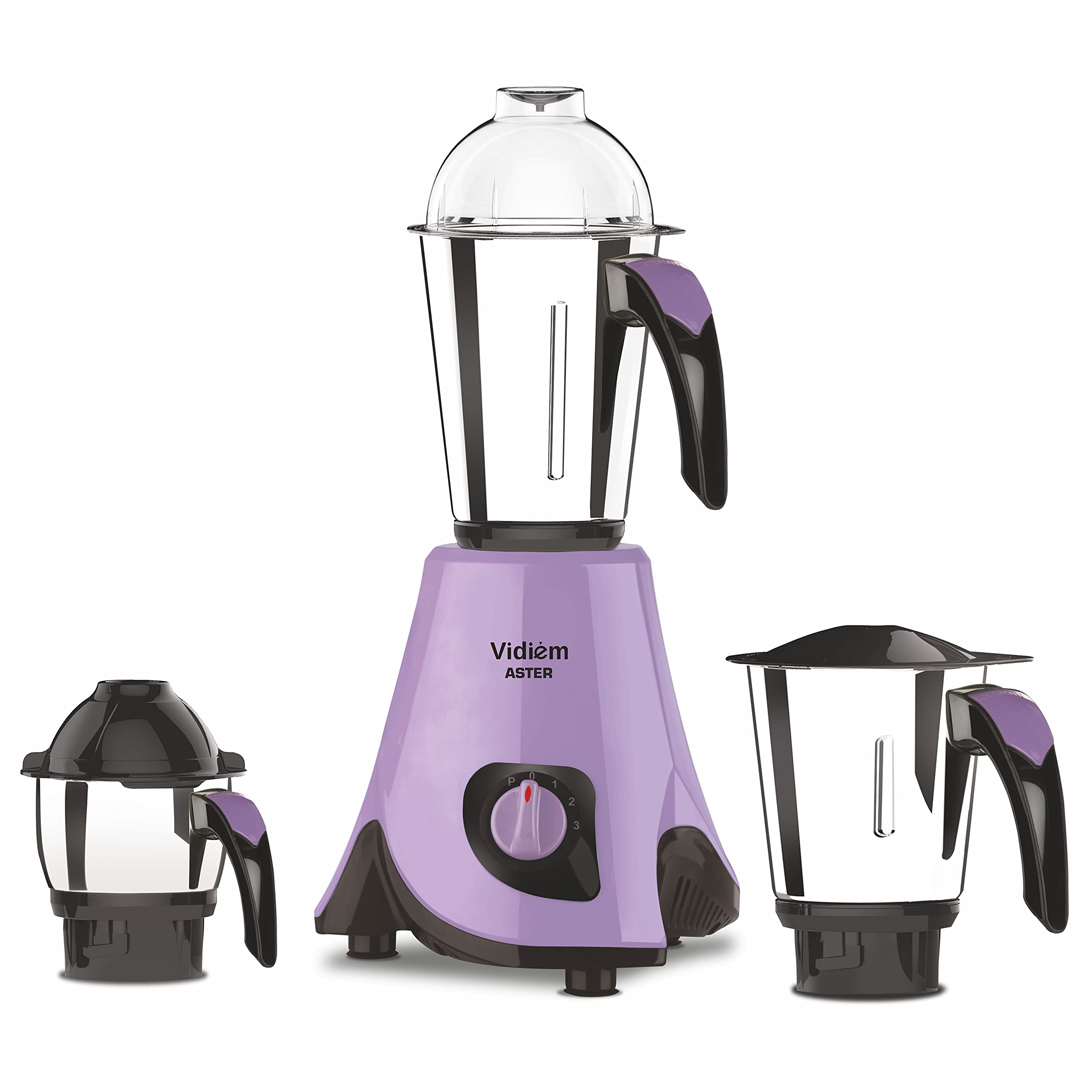 Vidiem Mixer Grinder 609 A Aster (Lavender) | 750 Watts Mixer Grinder With 3 Leakproof Jars With Self-Lock For Wet & Dry Spices 