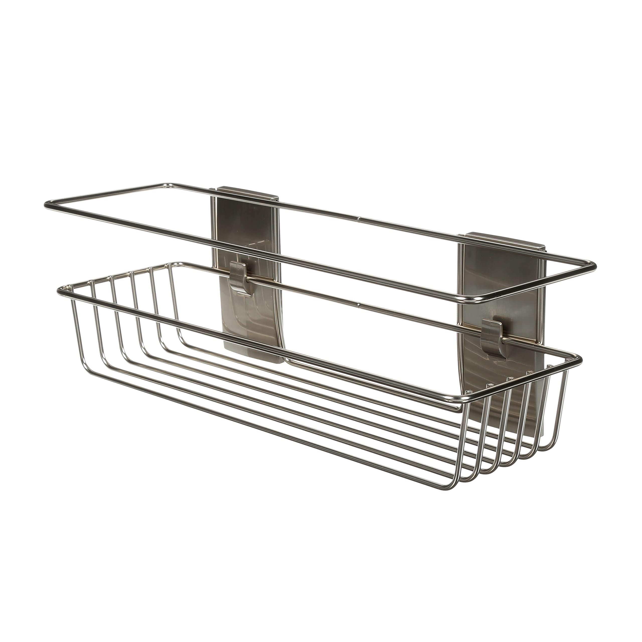 Command Bath31-Sn-Es, Heavy Duty Shower, Satin Nickel, 1-Caddy, 1-Prep Wipe, 4-Water-Resistant Strips, Organize Damage-Free, 0