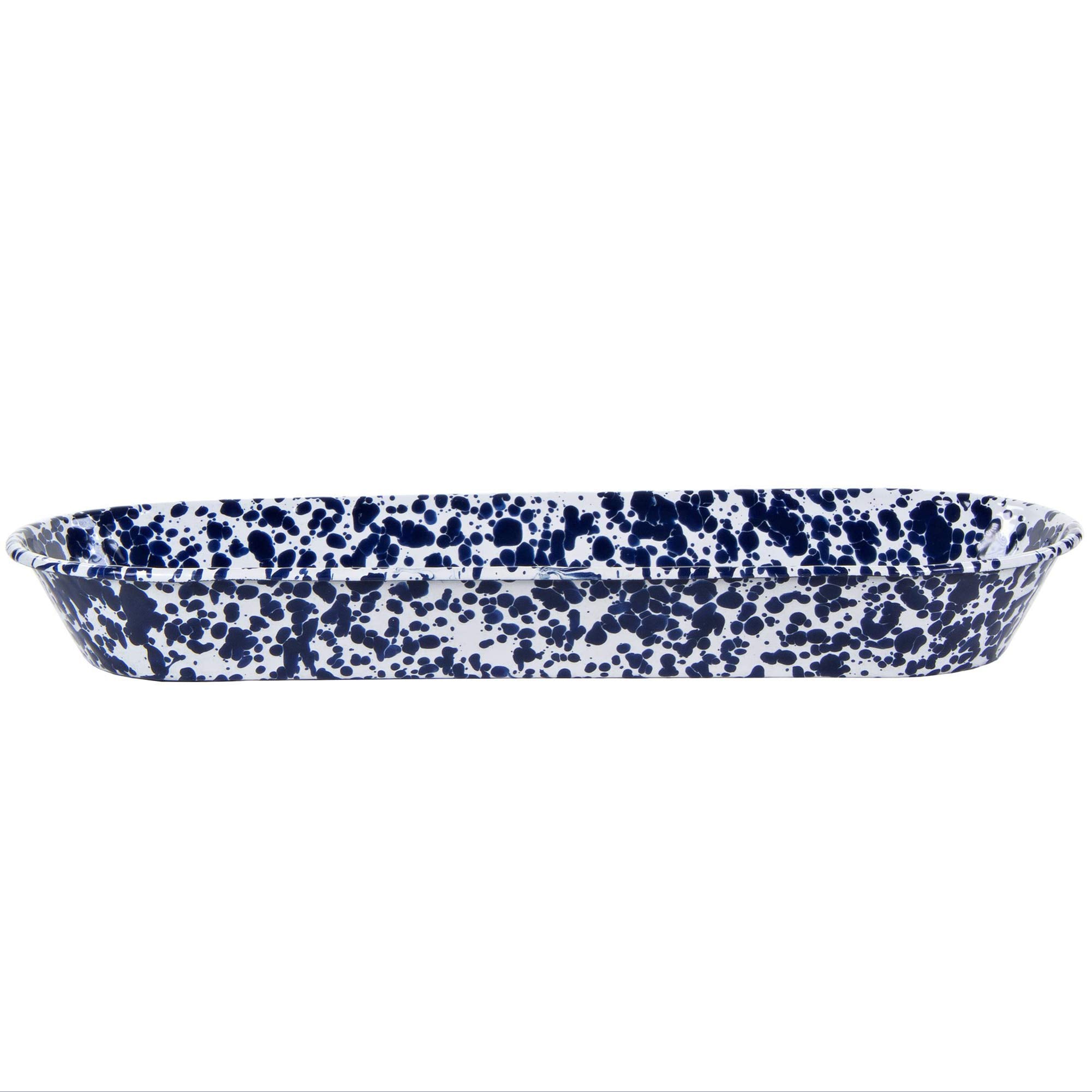Golden Rabbit Enamelware - 16'' Oval Basket (Cobalt Swirl)