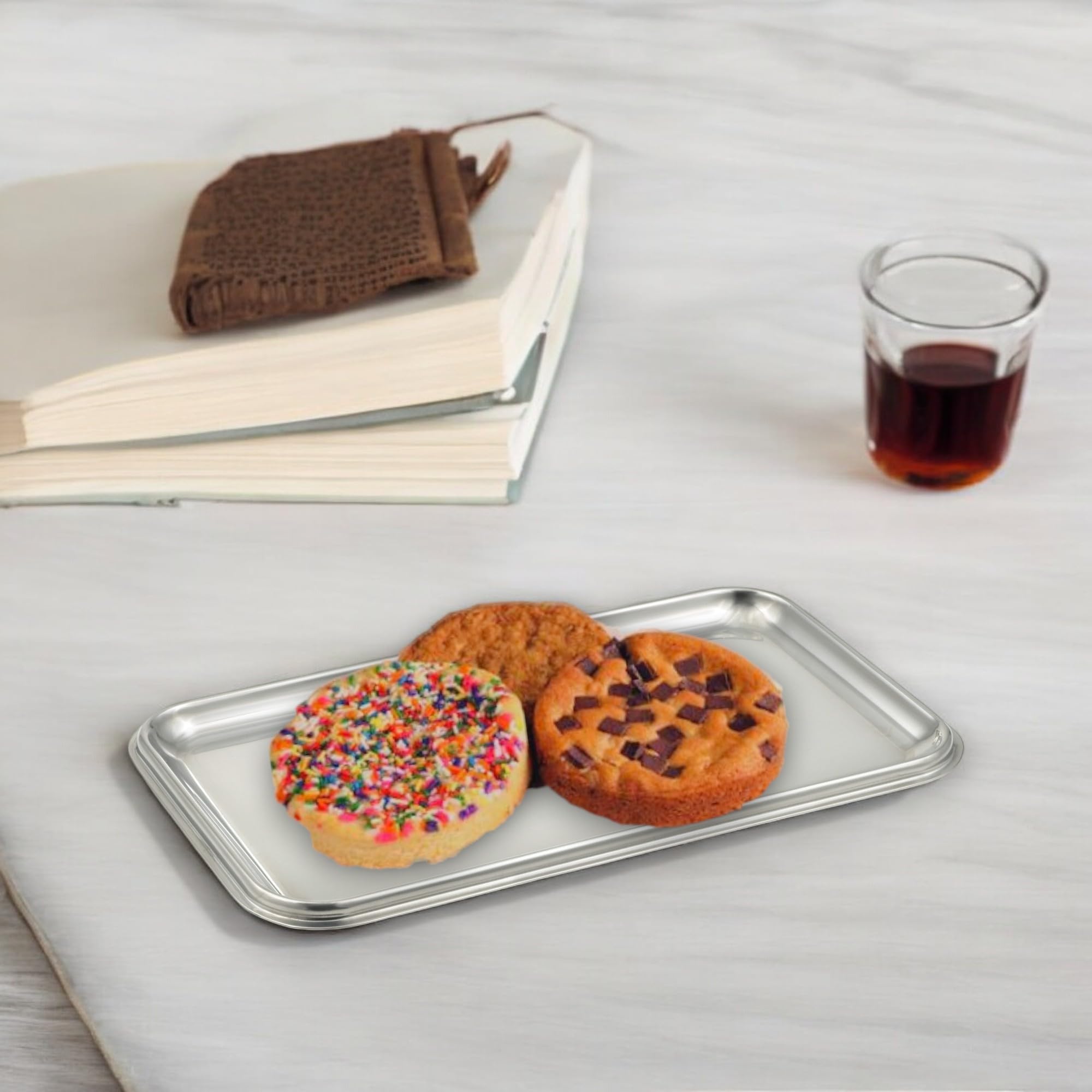 Stainlesslux 75110 Brilliant Stainless Steel Small Rectangle Tray - Quality Serveware For Your Home