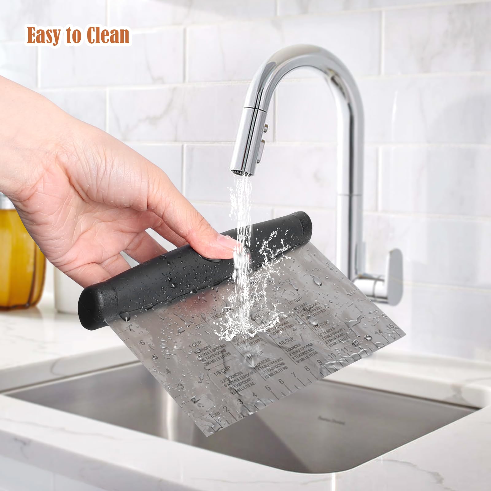 2Pcs Stainless Steel Dough Scraper & Chopper - 6 Inch Multi-Purpose Kitchen Tools With Measuring Markings, Cutter For Dough, Cak