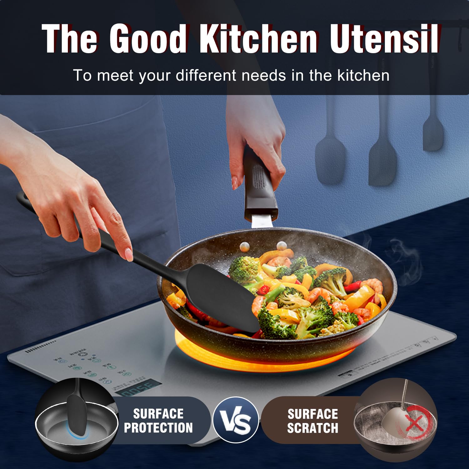 Walfos Mini Silicone Spatula Set Of 3(600F), Heat Resistant Small Kitchen Silicone Spatulas, Strong Steel Core And One-Pieces Se