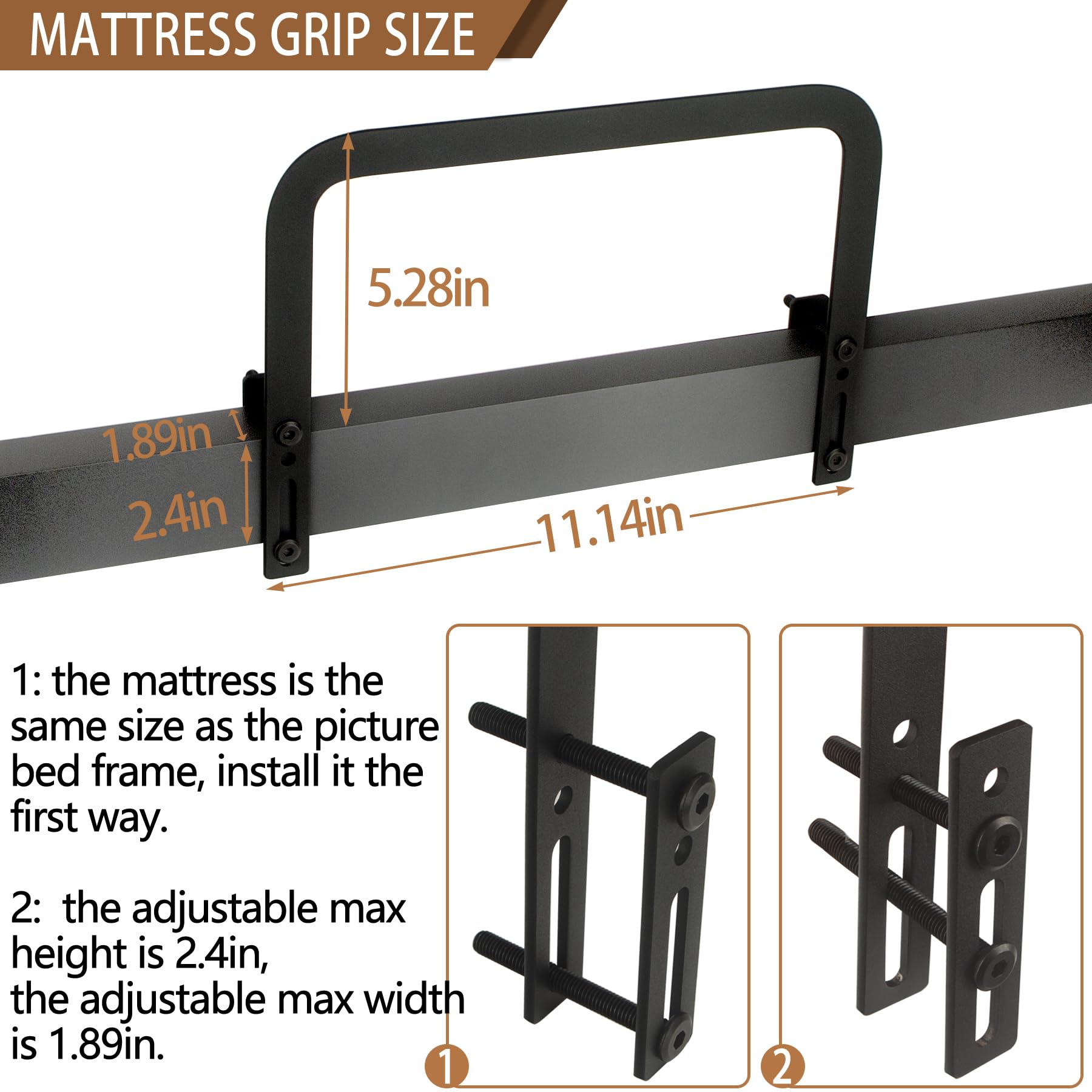 Koxhero 6Pcs Mattress Slide Stopper For Metal Bed Frame(H5.2In) Mattress Retainer Bar Bracket Holder Keeping Mattress From Slidi