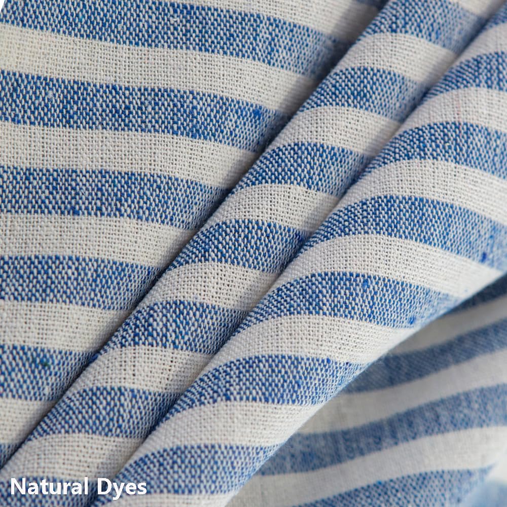 Trudelve Cotton Blend Tablecloth Blue And White Striped Tablecloth With Tassels Boho Rectangle Tablecloths (Blue,102''X55'',Rect