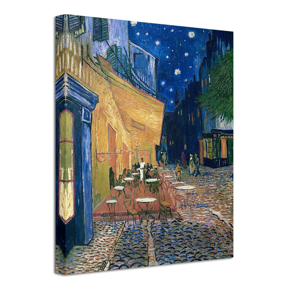 Wieco Art Cafe Terrace At Night Modern Stretched And Framed Giclee Canvas Prints Van Gogh Oil Paintings Reproduction Cityscape P