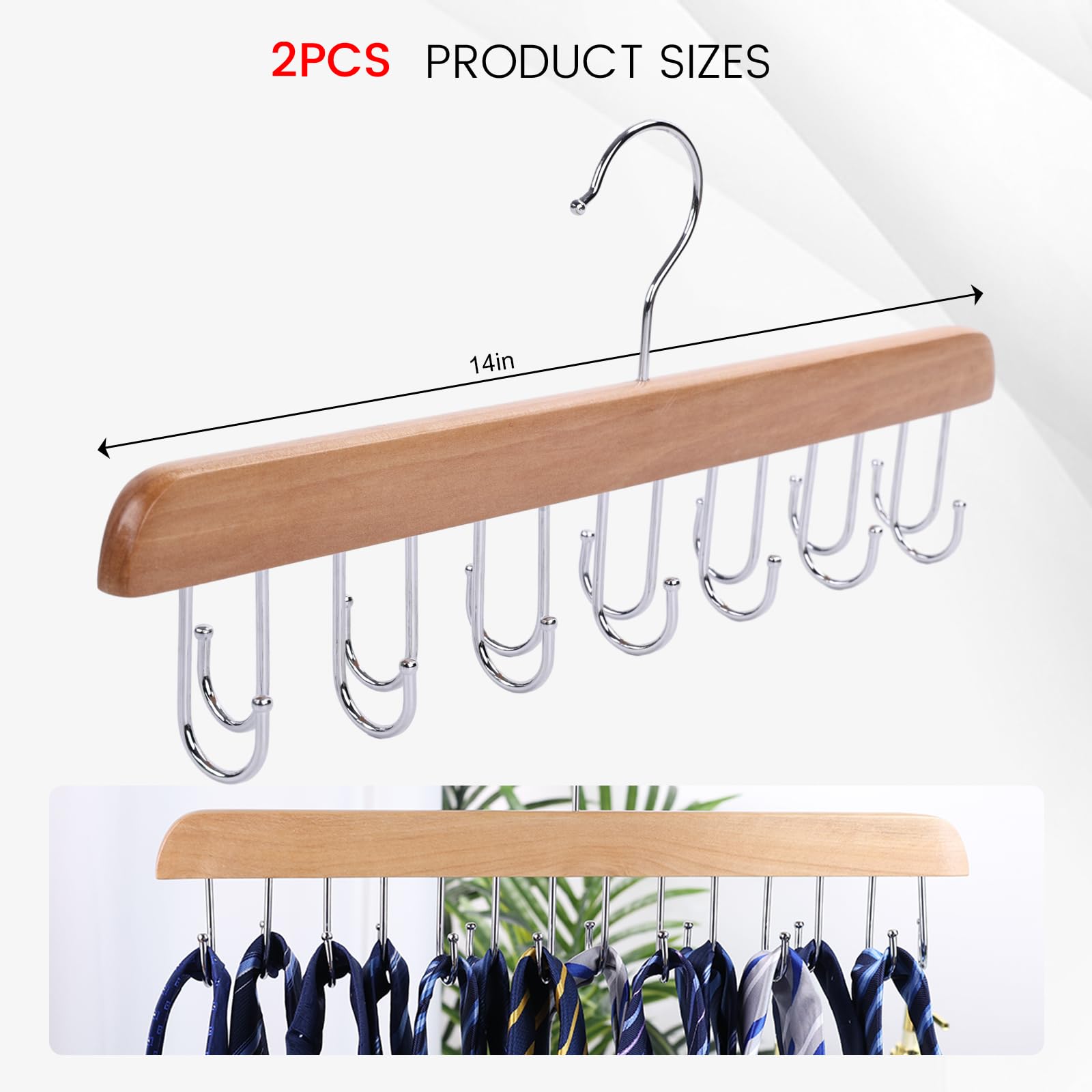 Johouse 2Pcs Belt Hangers For Closet, Belt Rack Belt Organizer 14 Hooks Belt Holder For Storage Max 42 Belts 360 Rotating For Br