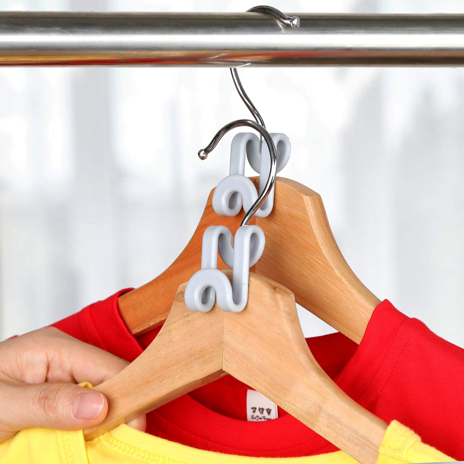 Mlici Connector Hooks Hanger Extenders for Velvet Hangers Coat Clothes Garment  Mini Cascading Velvet Hangers with Hooks  Heavy Duty Huggable Hangers Space Saving(Grey)
